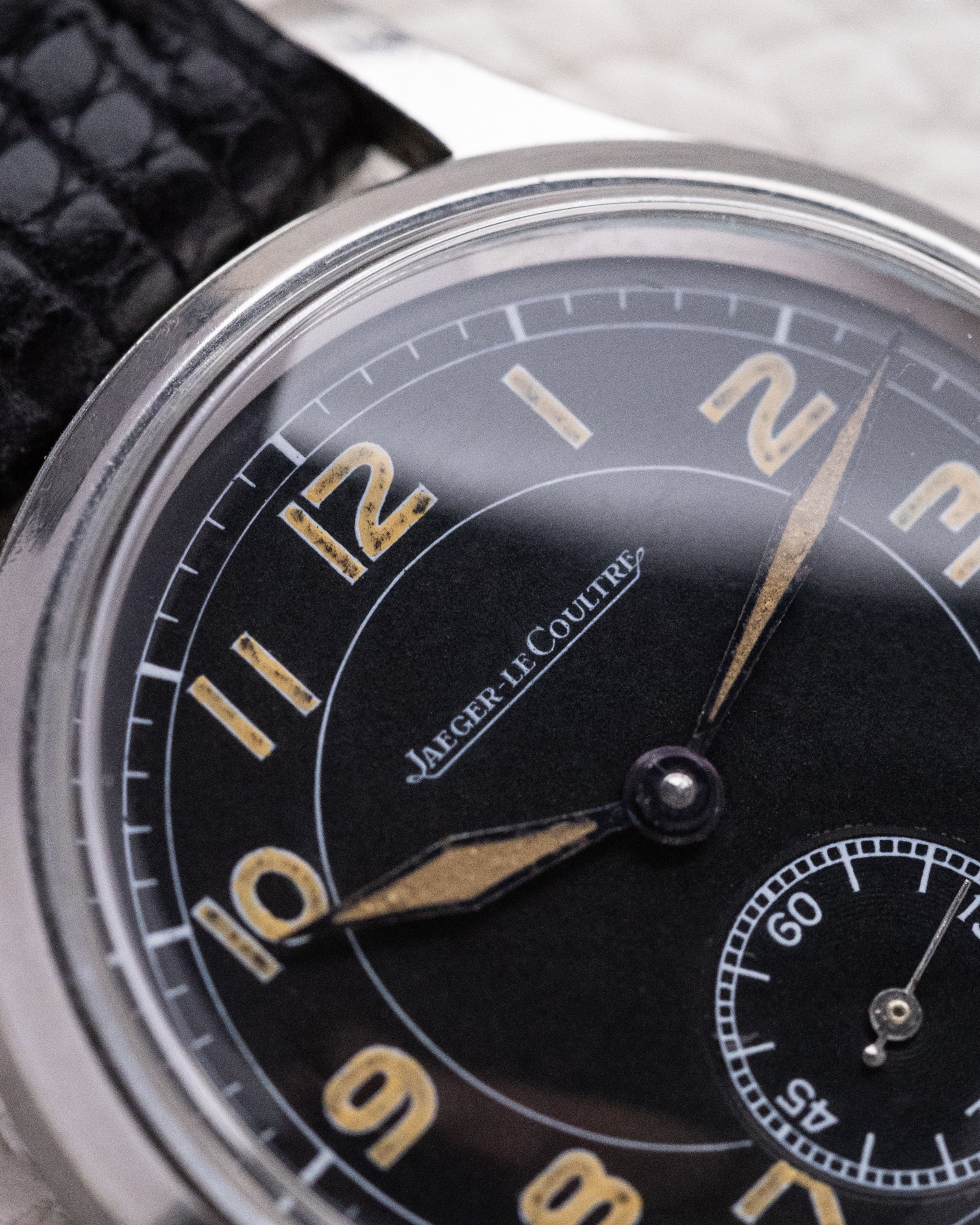 Vintage Jaeger-LeCoultre Military Watch, Black Dial, Small Seconds, Manual Wind, Cal. 449/2c from 1940s