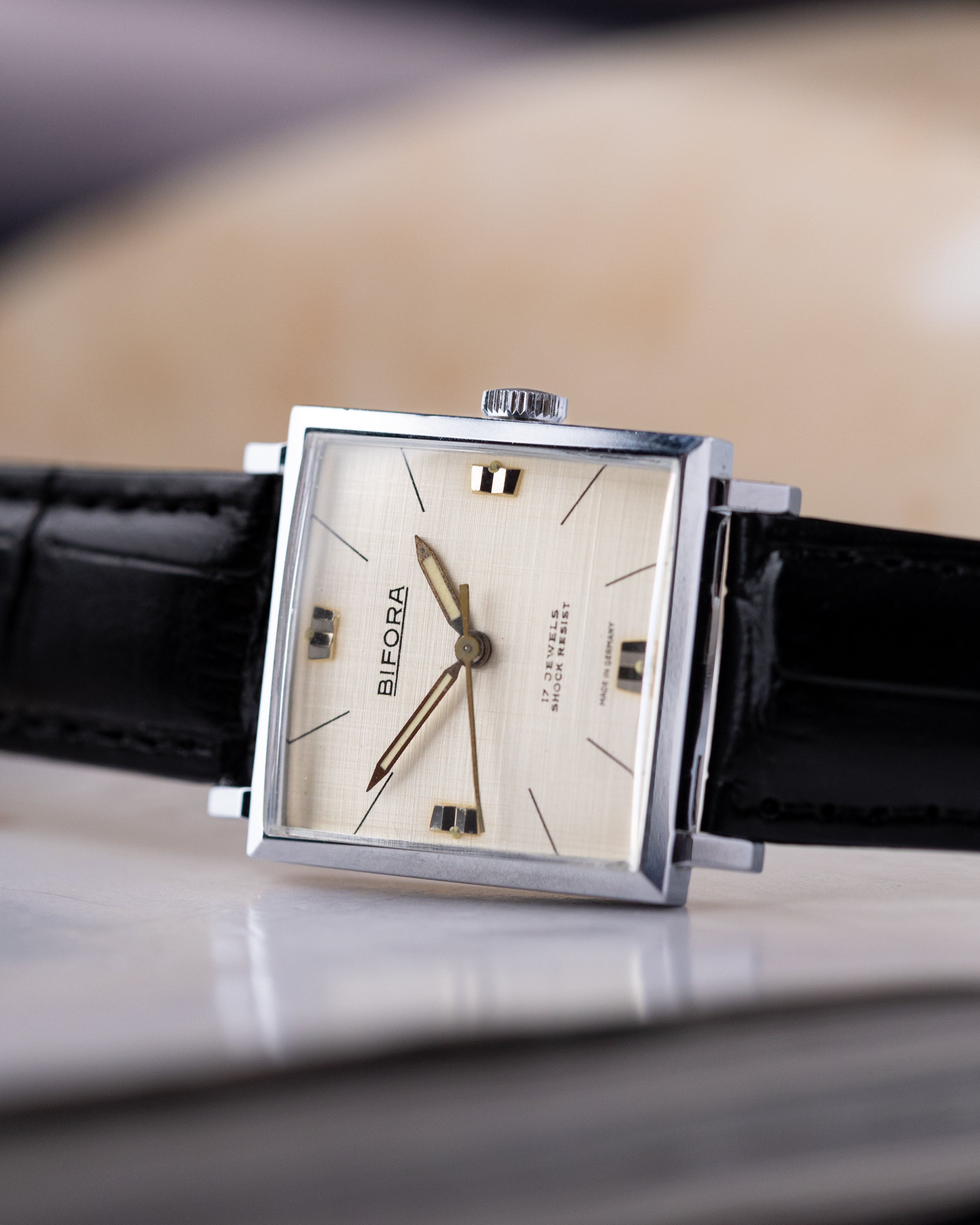 Bifora Square Tank, Linen Dial, Vintage German Watch from 1970's - DuMarko