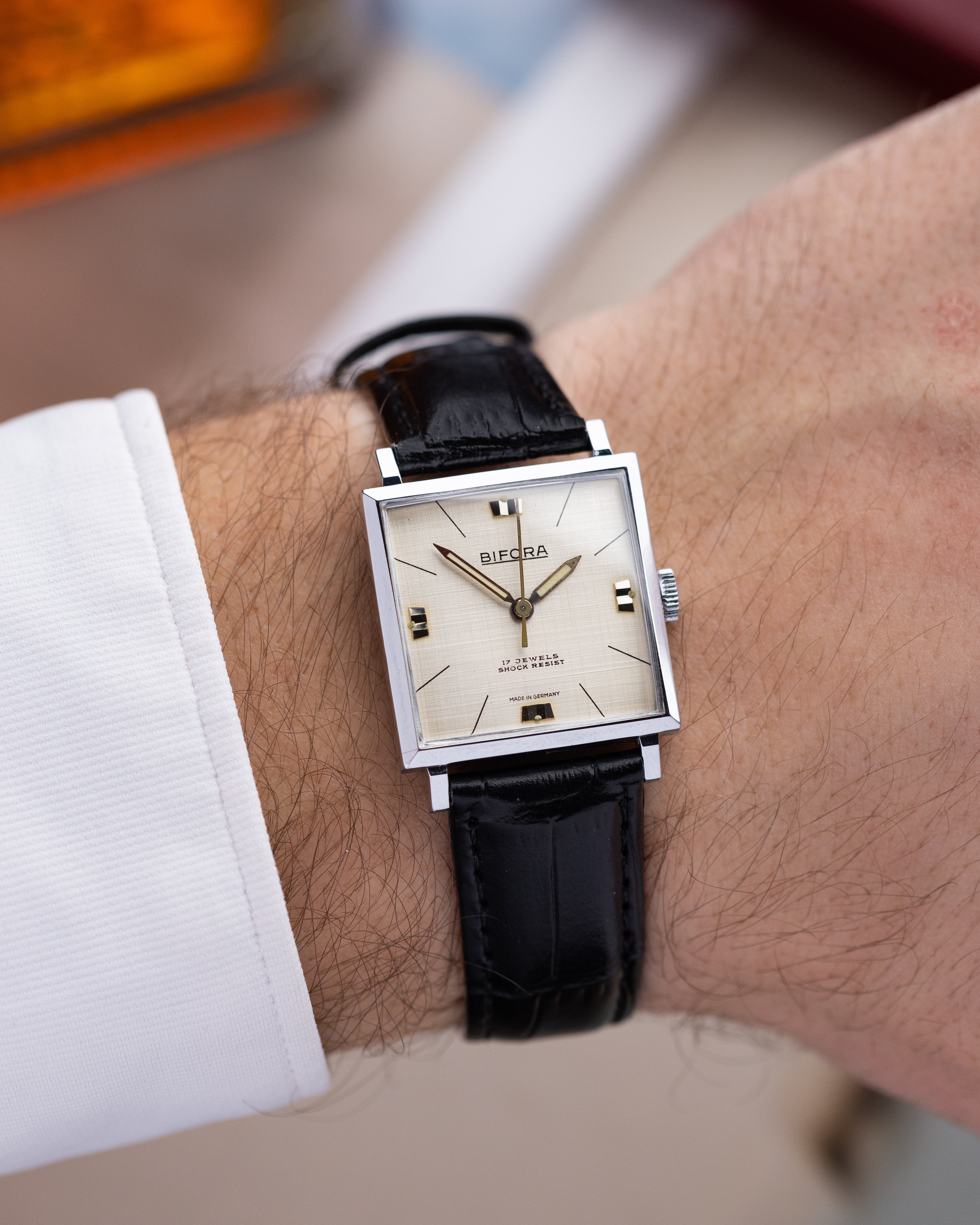 Bifora Square Tank, Linen Dial, Vintage German Watch from 1970's - DuMarko