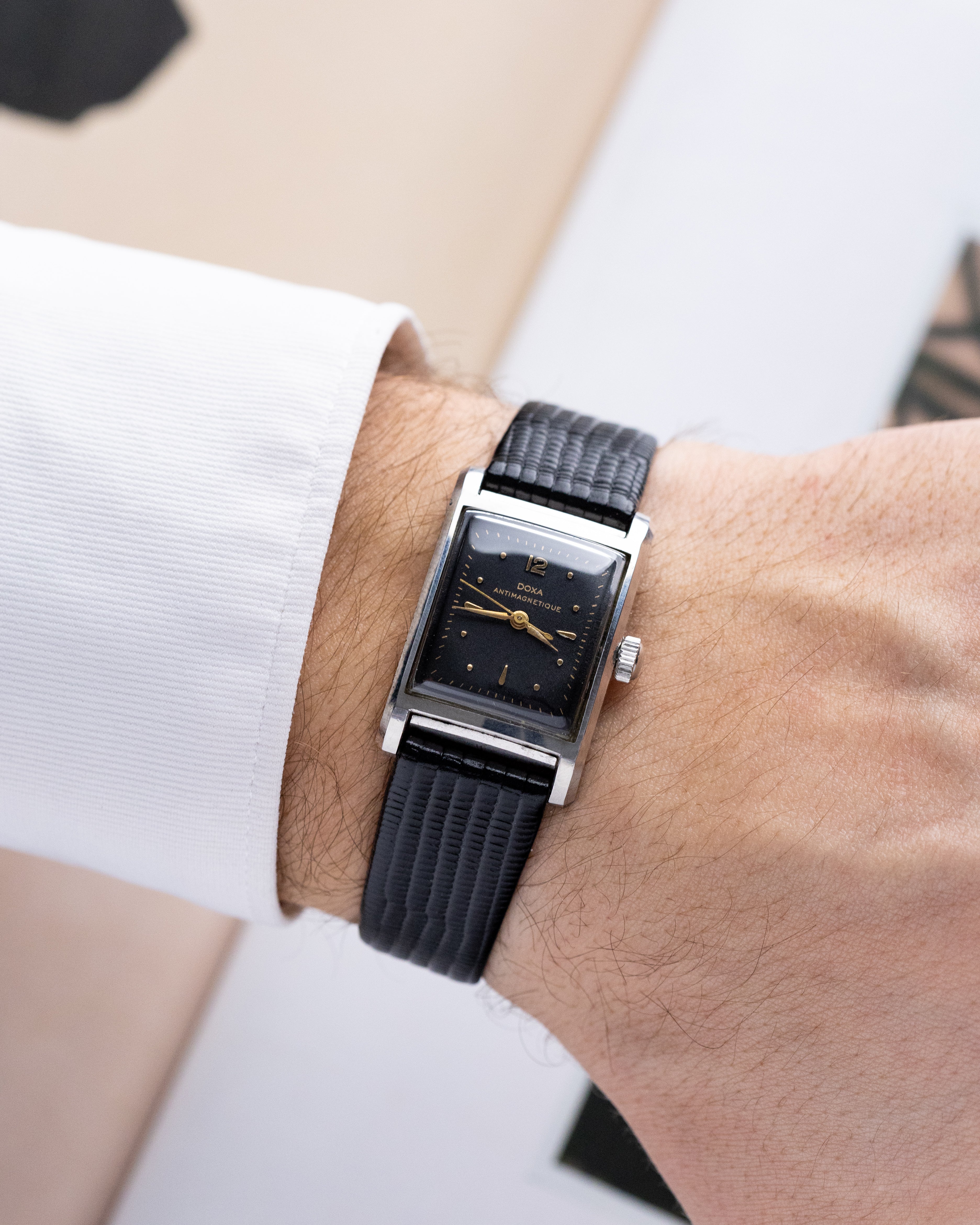 Doxa Vintage Art Deco Tank, Black Gilt Dial, Early Hermetic Sealed and Antimagnetic from 1940's - DuMarko