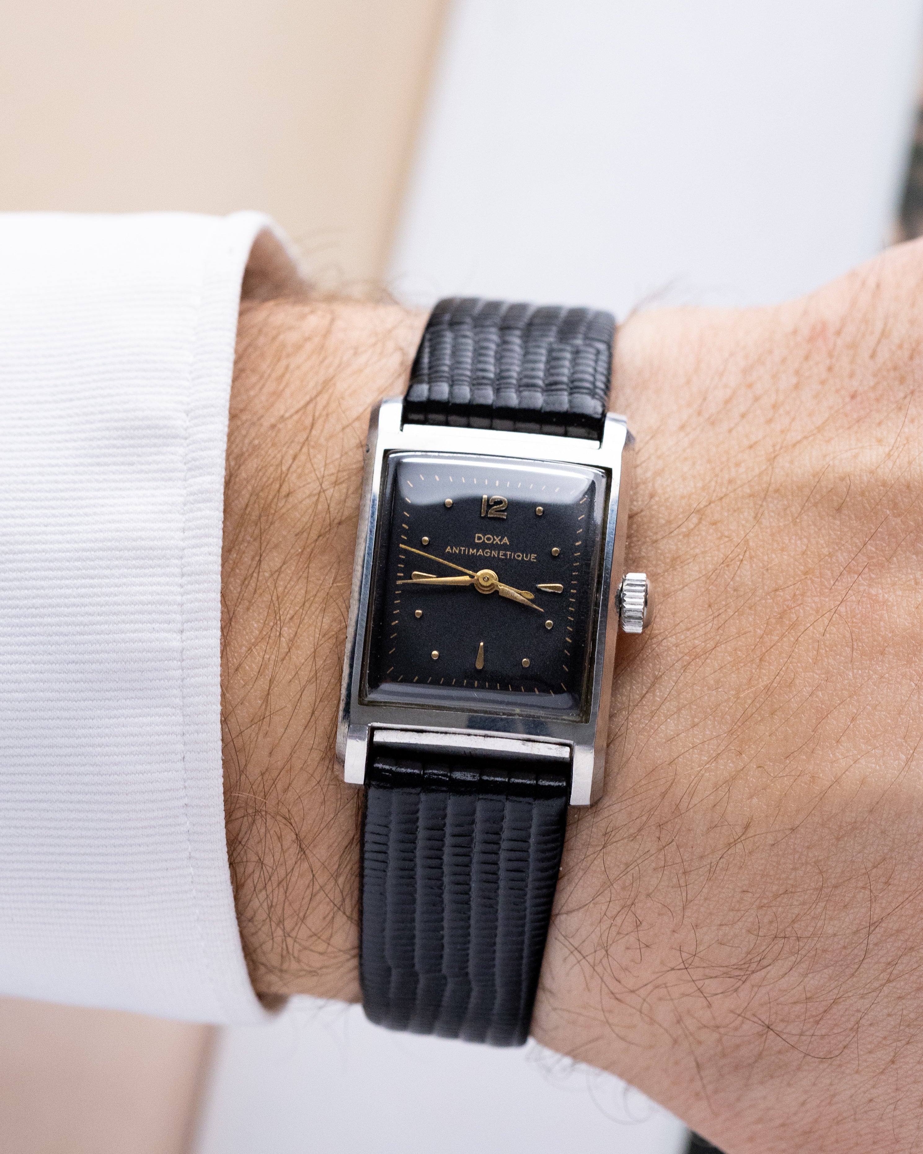 Doxa Vintage Art Deco Tank, Black Gilt Dial, Early Hermetic Sealed and Antimagnetic from 1940's - DuMarko