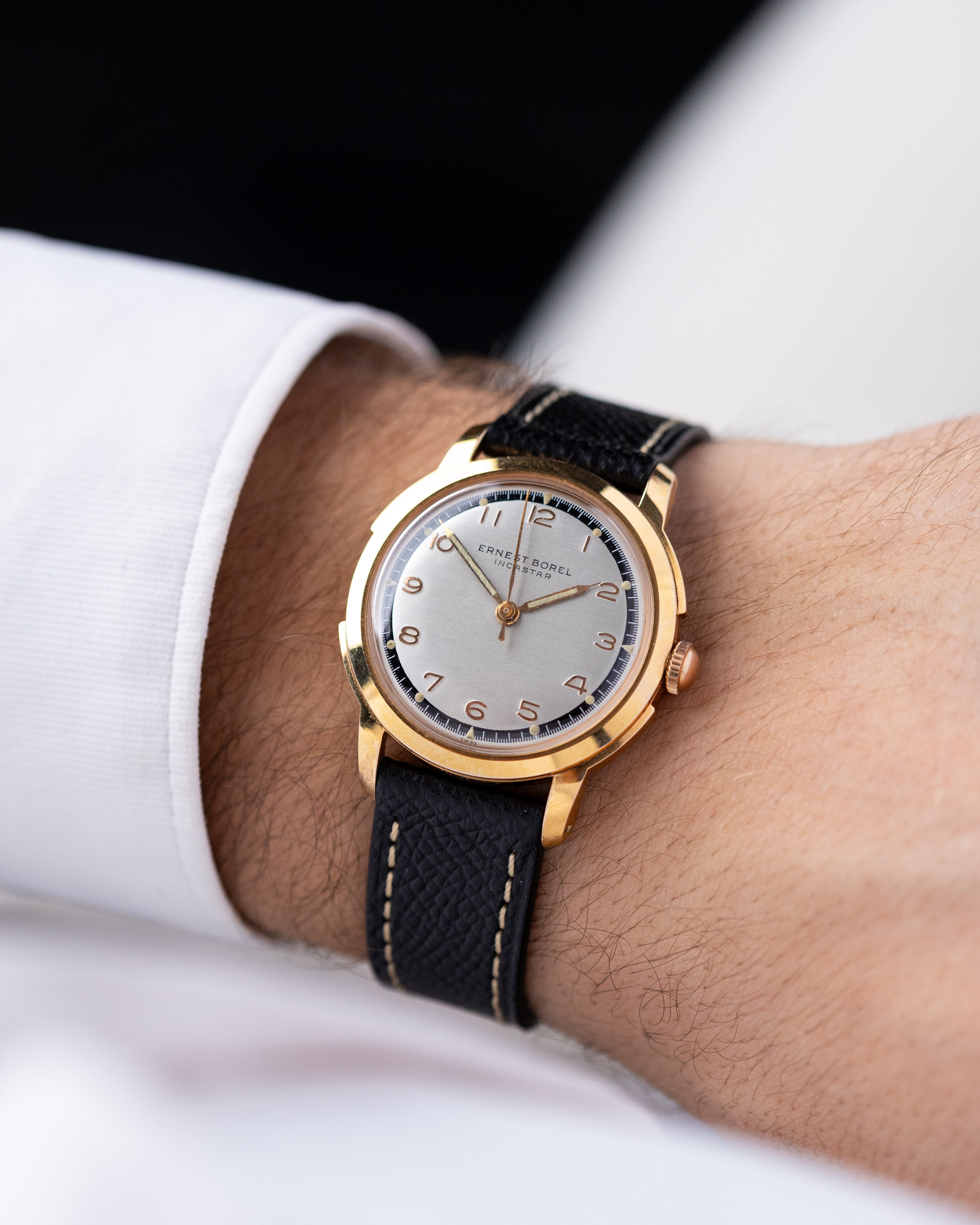 Ernest Borel Incastar, Vintage Swiss watch, Gold - Plated Case, Sector - Style Two - tone Dial from 1950's - DuMarko