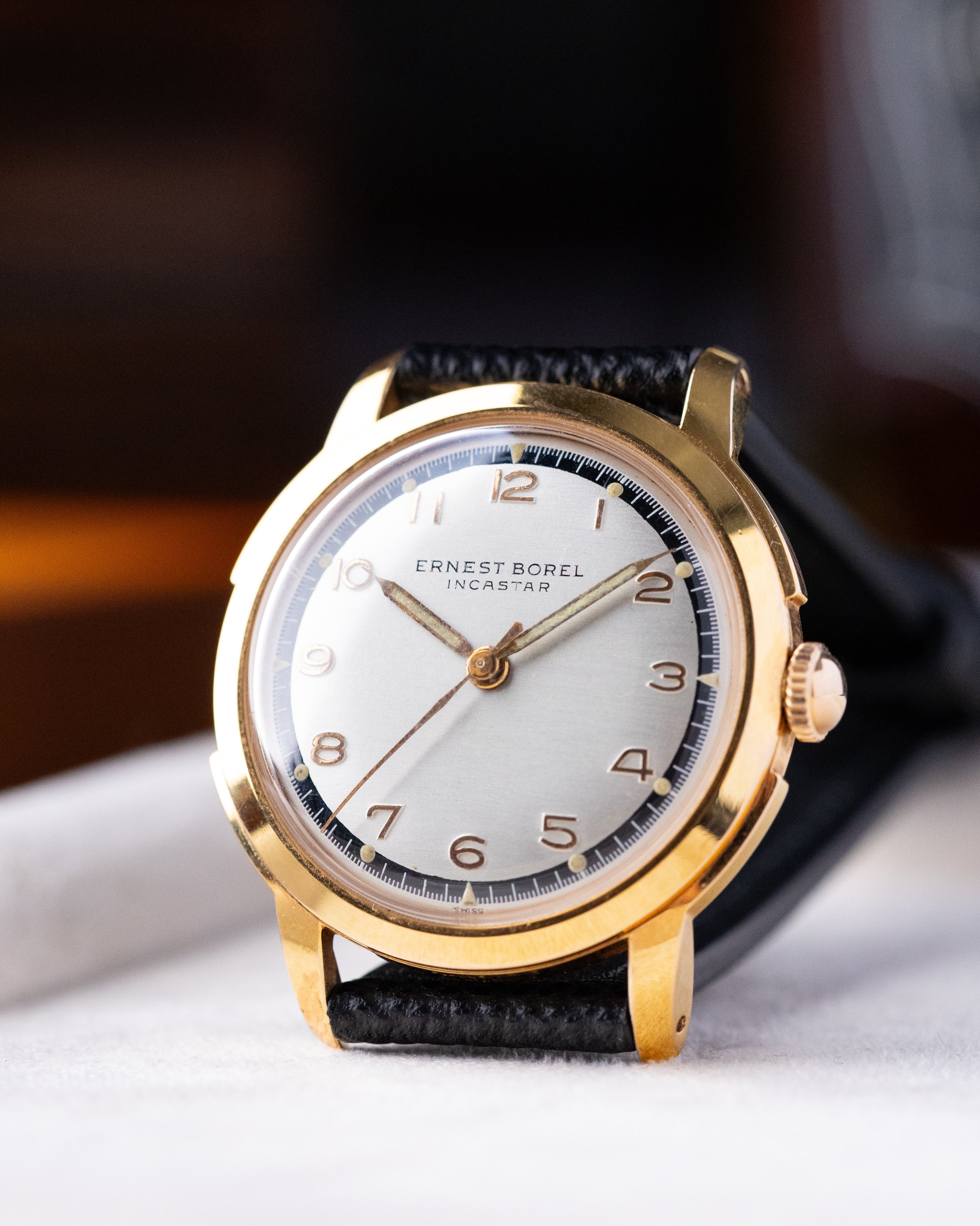 Ernest Borel Incastar, Vintage Swiss watch, Gold - Plated Case, Sector - Style Two - tone Dial from 1950's - DuMarko