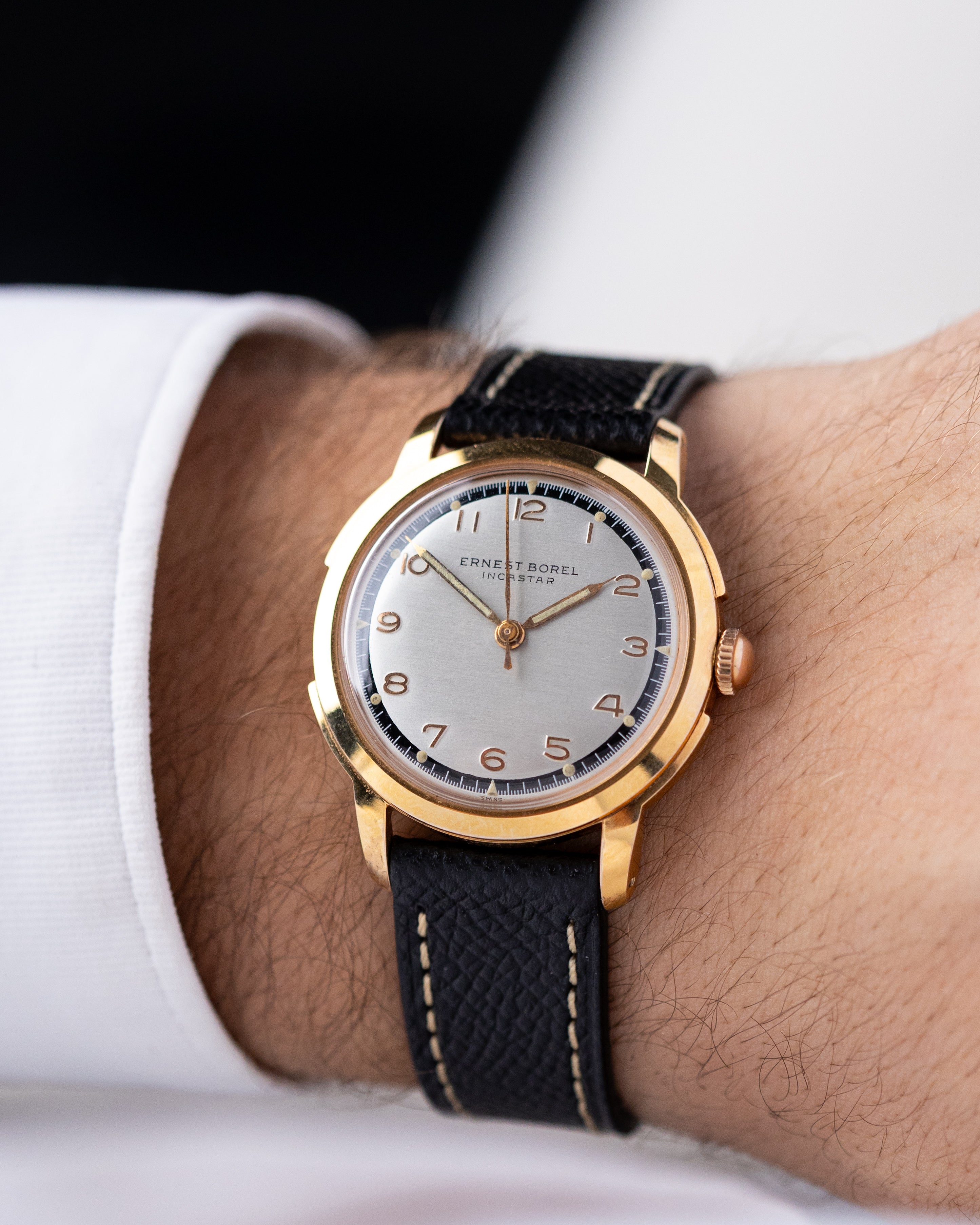 Ernest Borel Incastar, Vintage Swiss watch, Gold - Plated Case, Sector - Style Two - tone Dial from 1950's - DuMarko