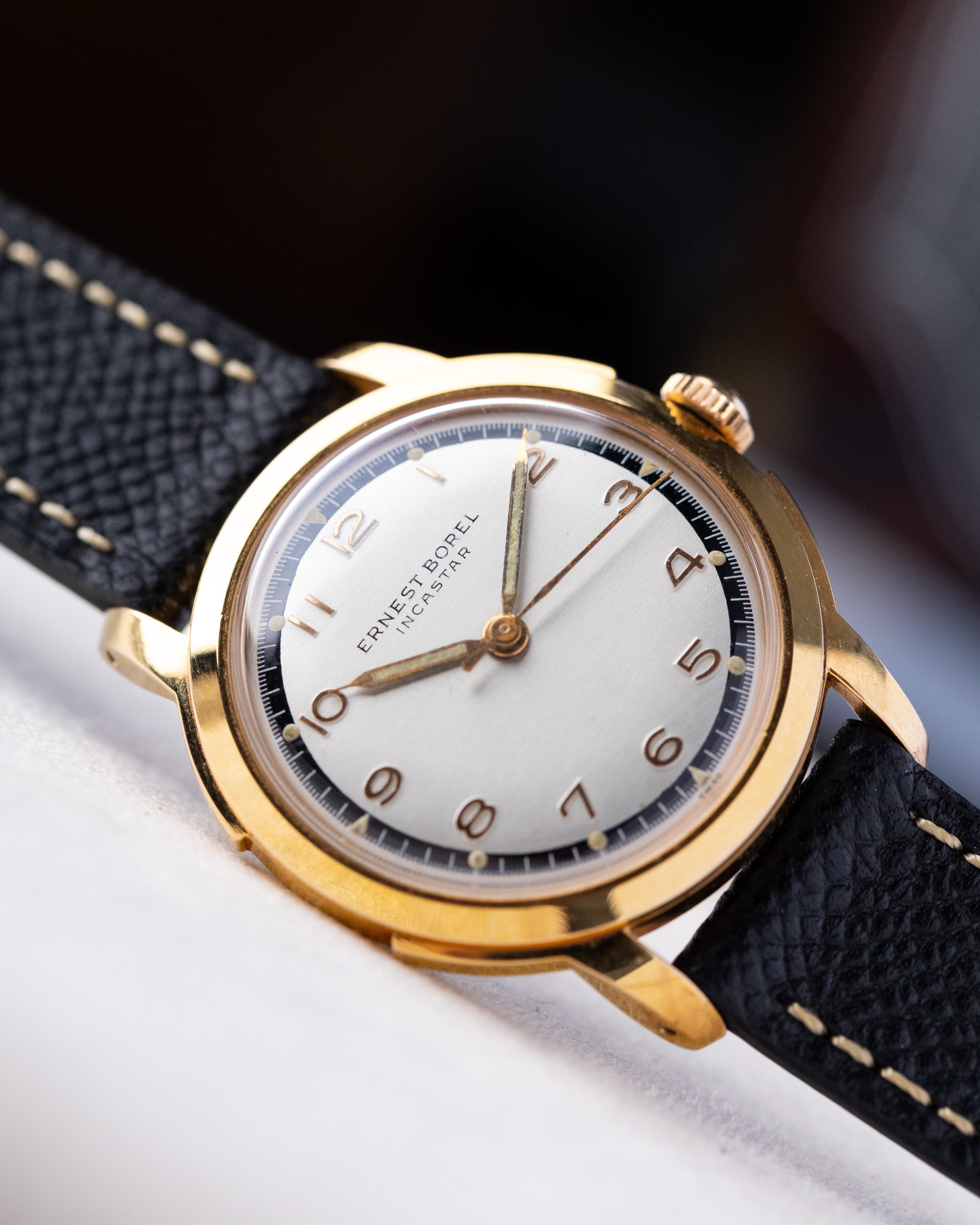 Ernest Borel Incastar, Vintage Swiss watch, Gold - Plated Case, Sector - Style Two - tone Dial from 1950's - DuMarko