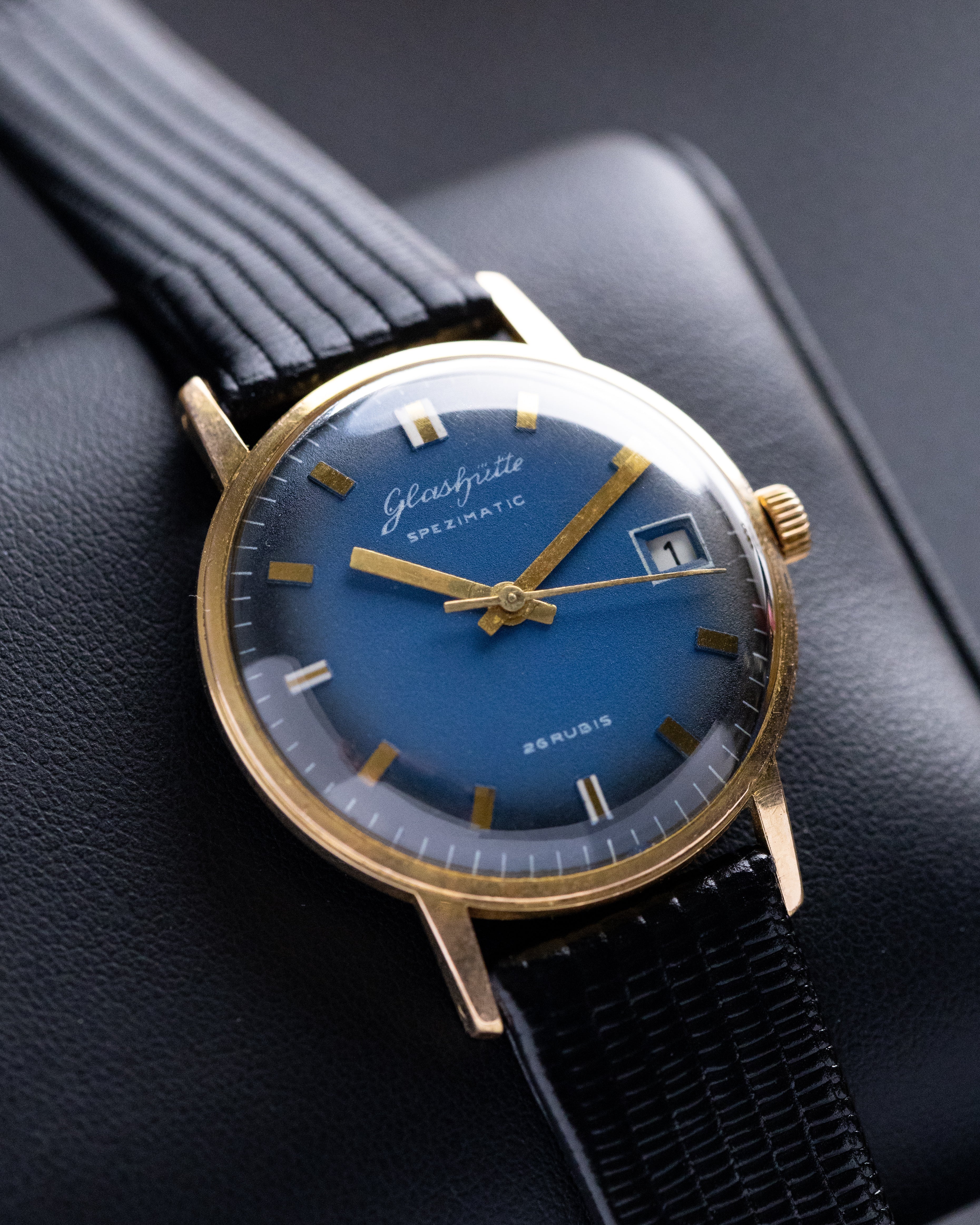 Glashütte Spezimatic, Vintage German Watch, Blue Dial, Gold - plated case from 1970's - DuMarko
