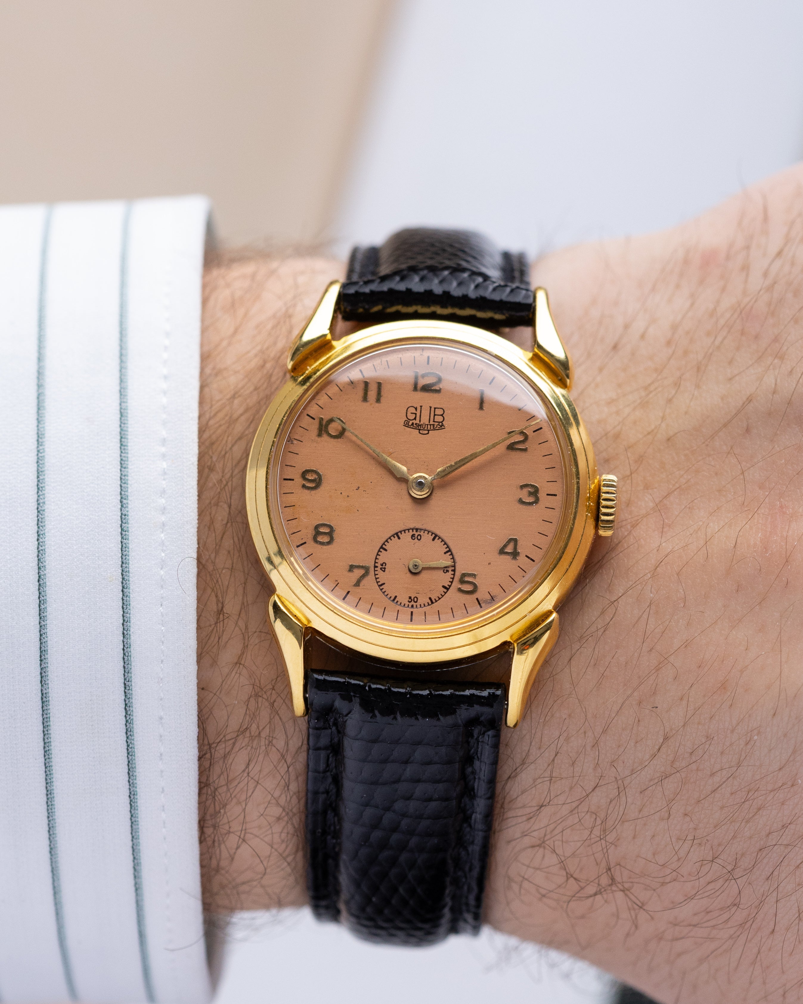 GUB Glashütte Vintage German Watch, Salmon Dial, Cal. 60, Crab/claw Lugs from 1950's - DuMarko