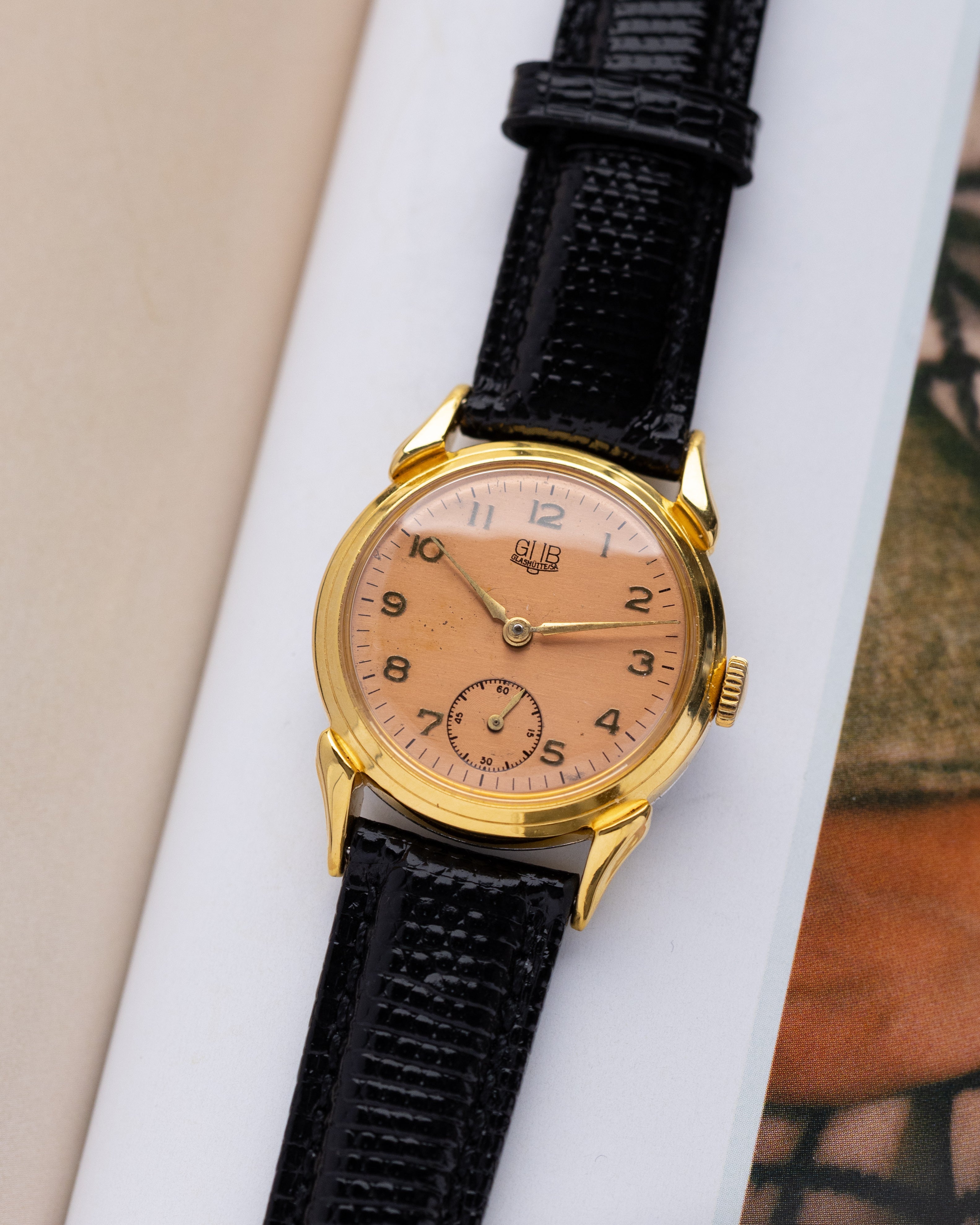 GUB Glashütte Vintage German Watch, Salmon Dial, Cal. 60, Crab/claw Lugs from 1950's - DuMarko