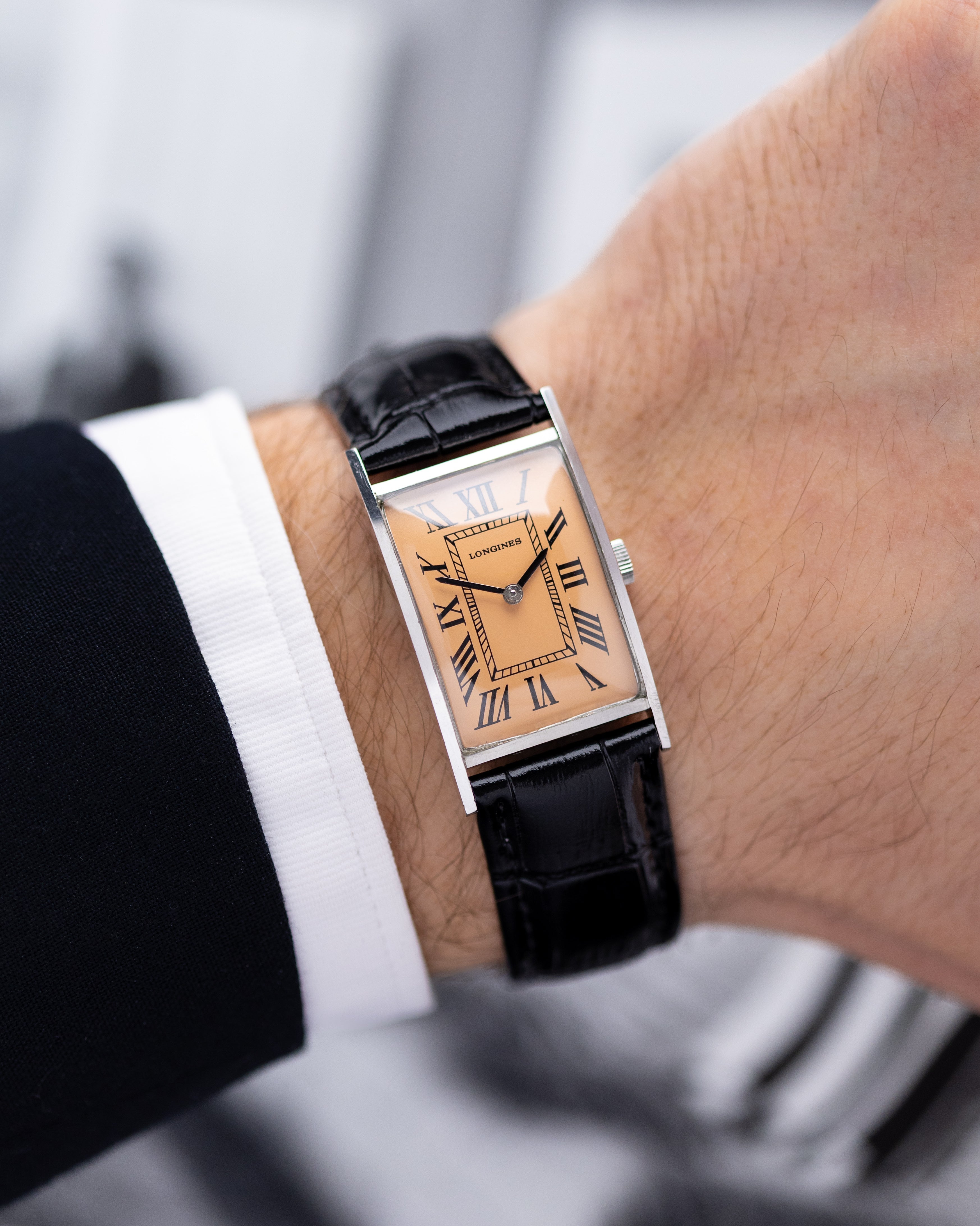 Longines Art Deco Tank, Salmon Dial, Swiss Made, Vintage Rectangular watch from 1967 - DuMarko