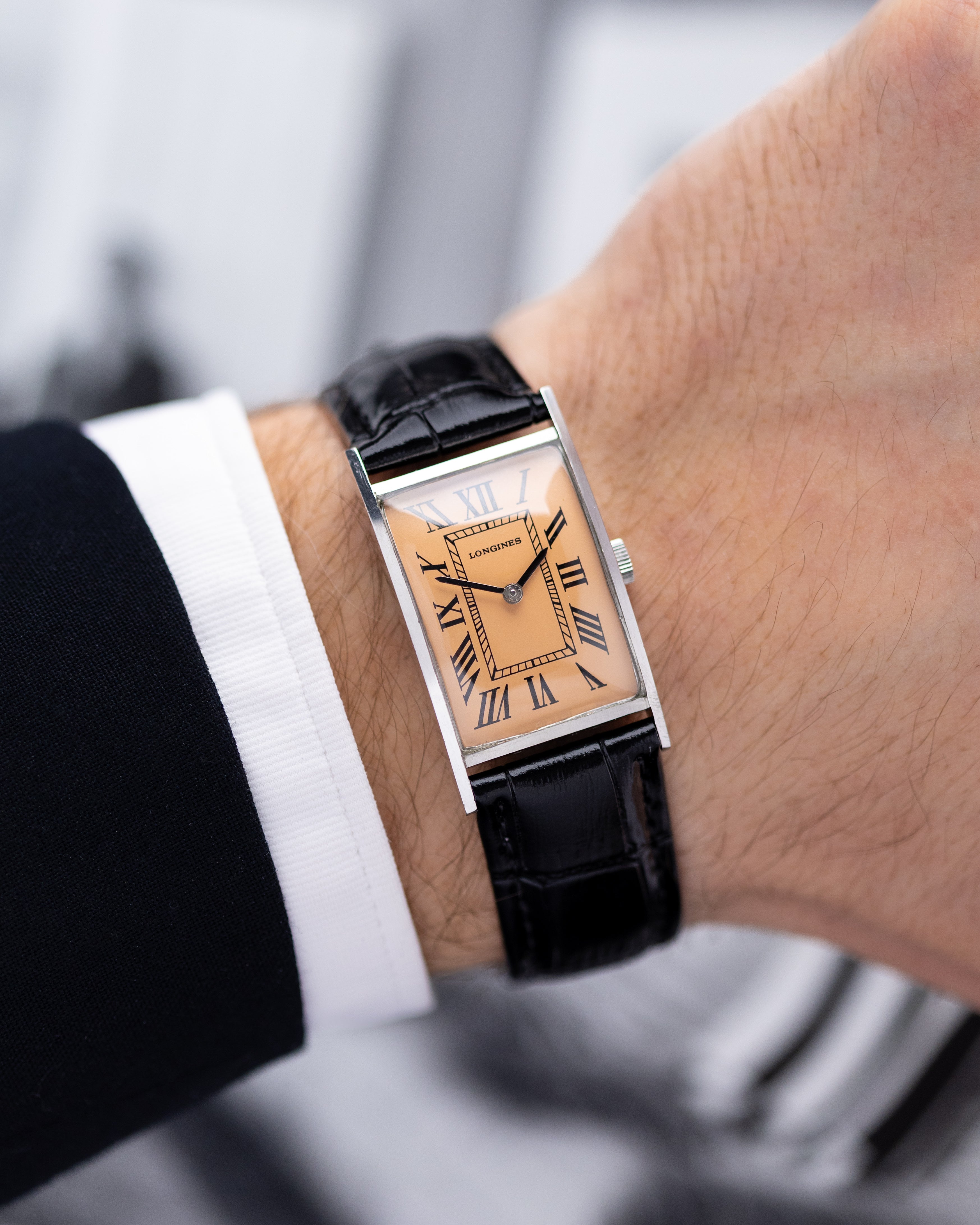 Longines Art Deco Tank, Salmon Dial, Swiss Made, Vintage Rectangular watch from 1967 - DuMarko