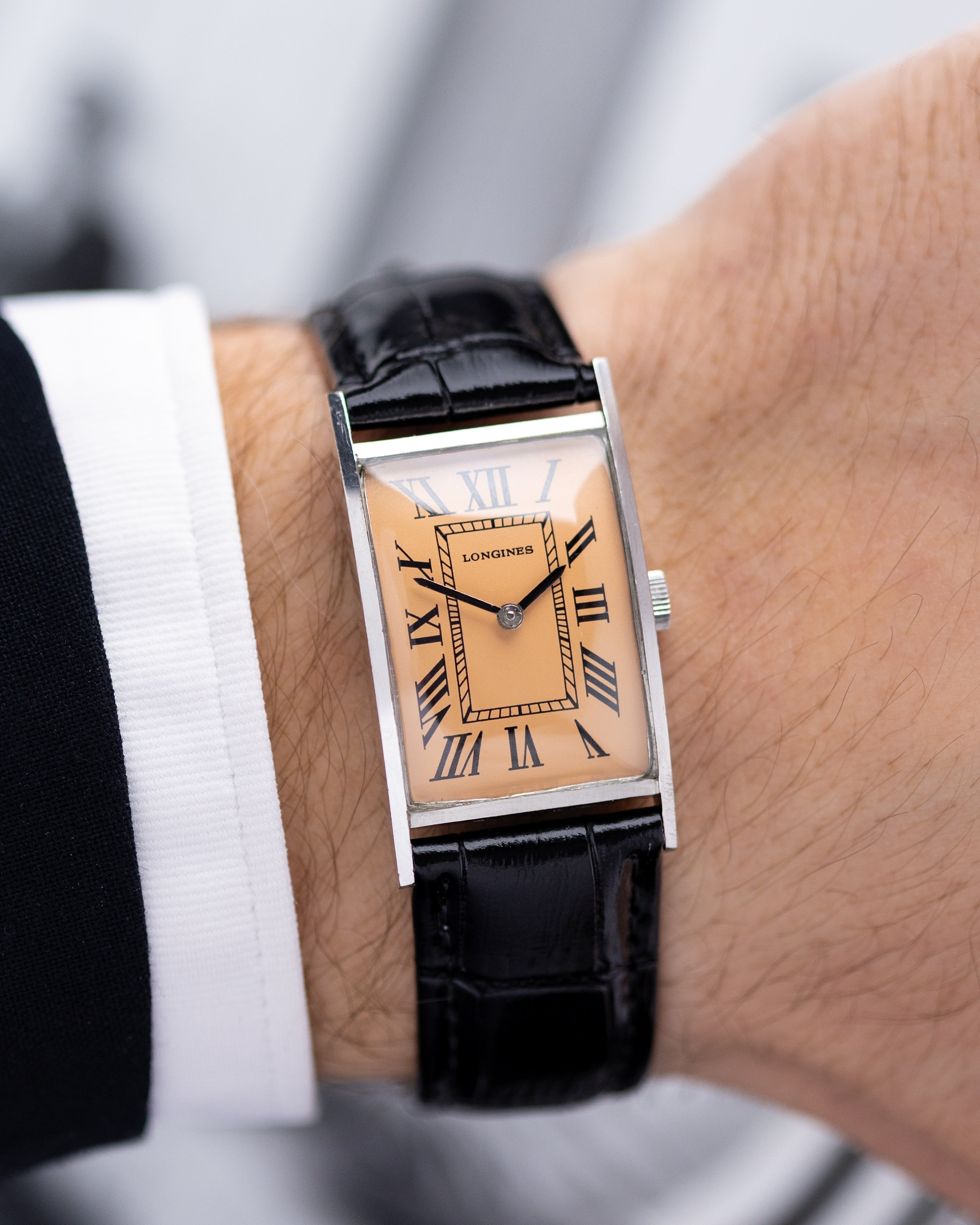 Longines Art Deco Tank, Salmon Dial, Swiss Made, Vintage Rectangular watch from 1967 - DuMarko