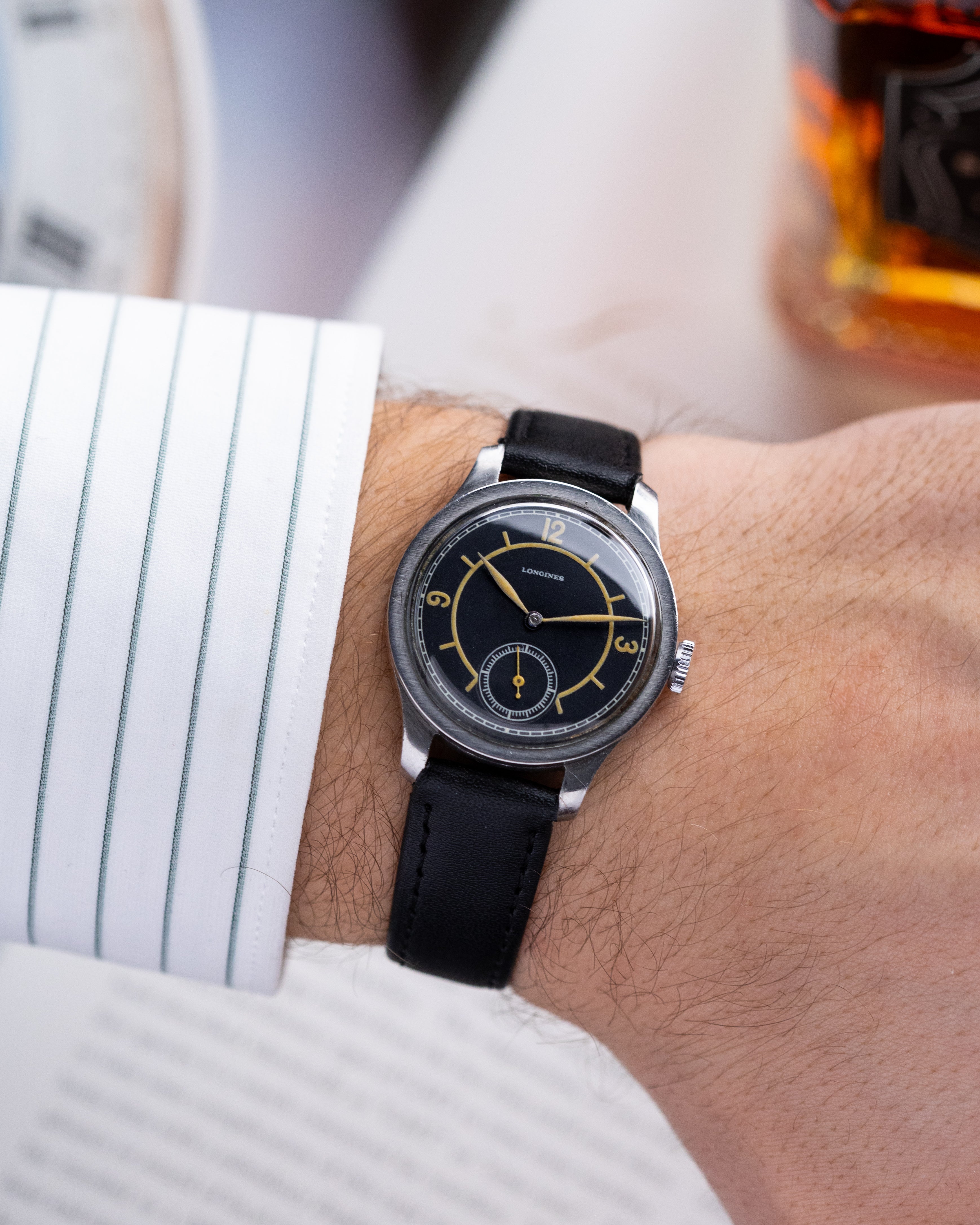 Longines Vintage Swiss Watch, Sector Dial, Coin Edge Calatrava Case from 1937 - DuMarko