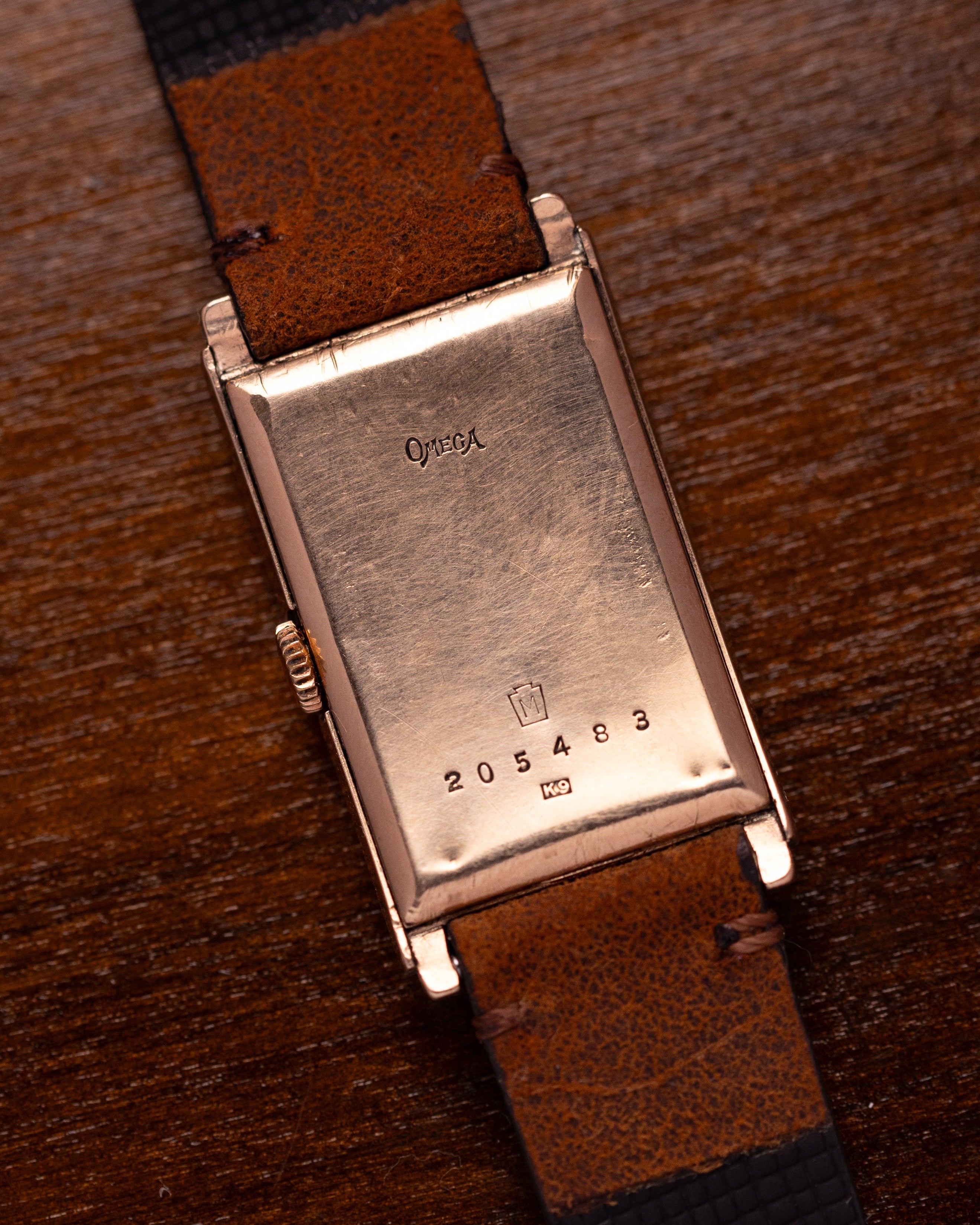 Mens watch "Omega" Solid Gold Cartier Style Tank from 1940s - VintageDuMarko