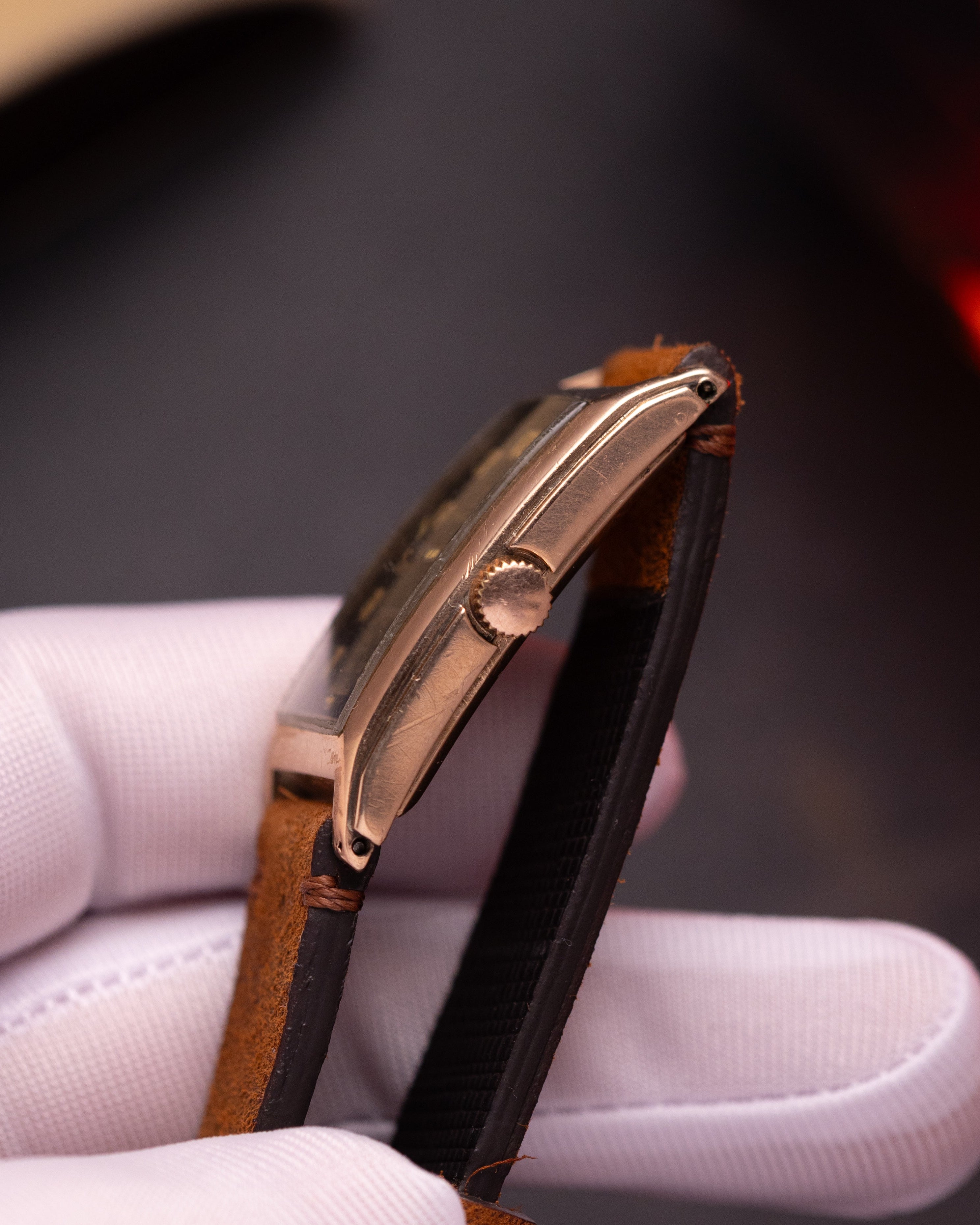 Mens watch "Omega" Solid Gold Cartier Style Tank from 1940s - VintageDuMarko