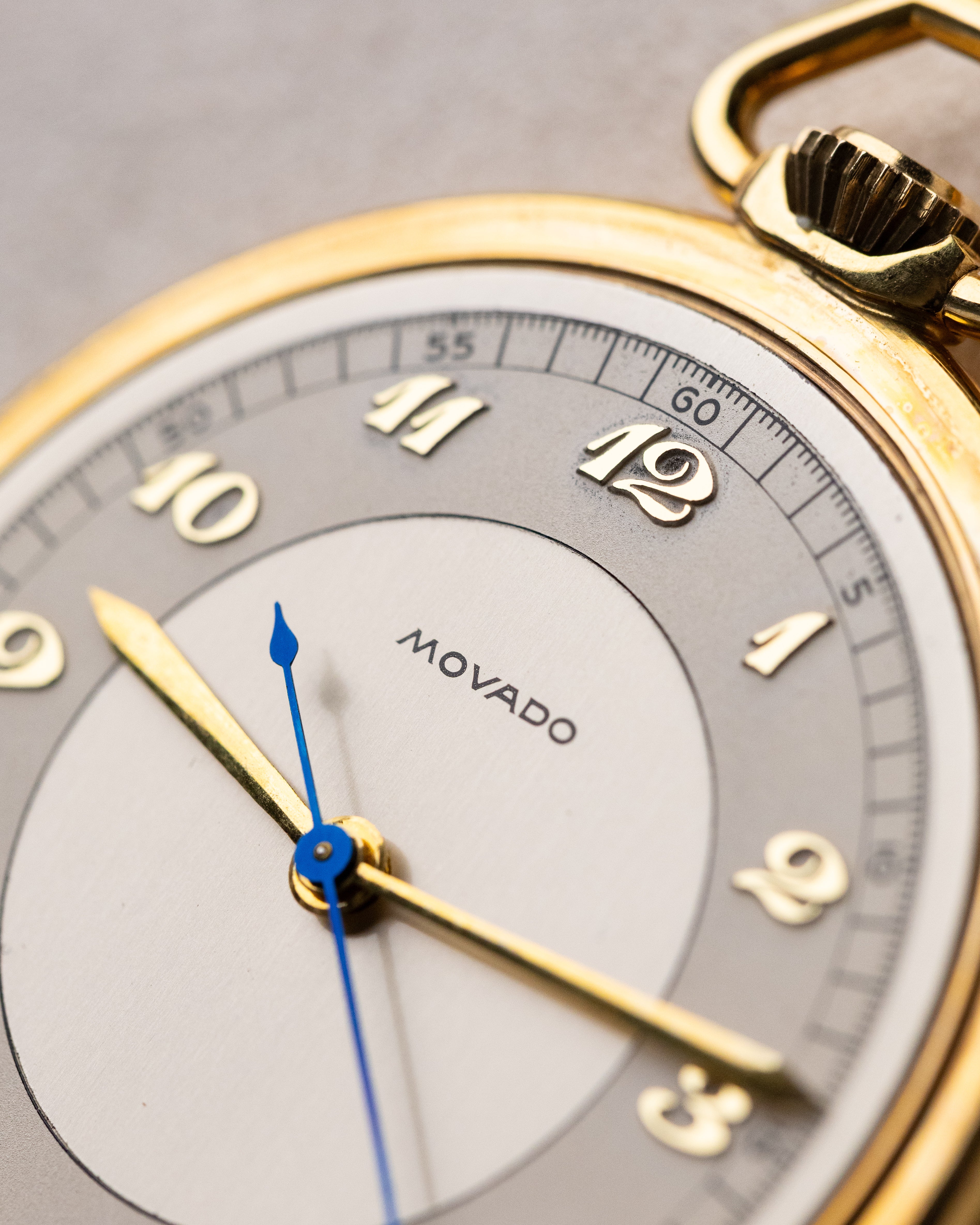 Movado Vintage Pocket Watch, Breguet numeral, Central Second Hand, 14K Gold - filled case from 1930's - DuMarko