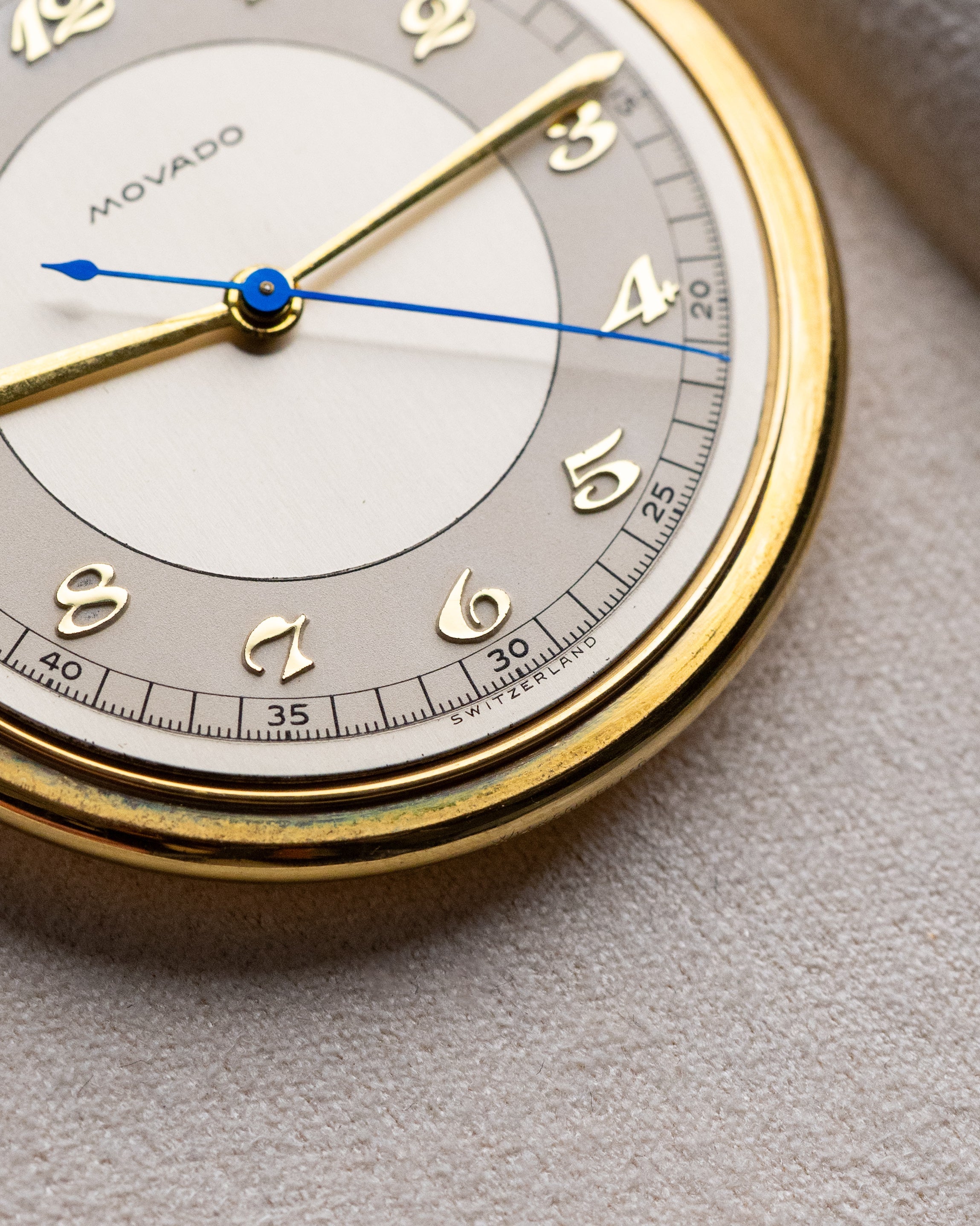 Movado Vintage Pocket Watch, Breguet numeral, Central Second Hand, 14K Gold - filled case from 1930's - DuMarko