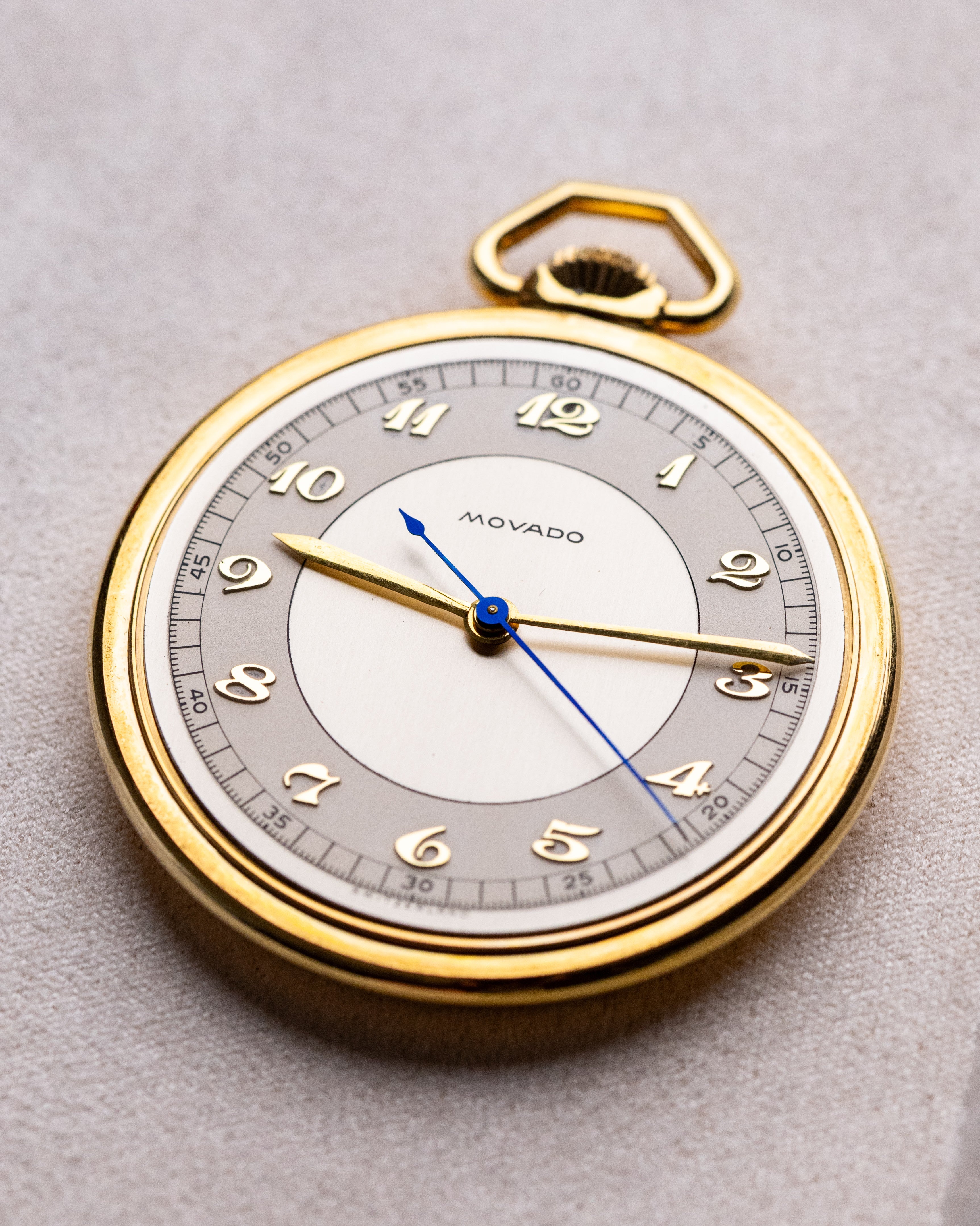 Movado Vintage Pocket Watch, Breguet numeral, Central Second Hand, 14K Gold - filled case from 1930's - DuMarko