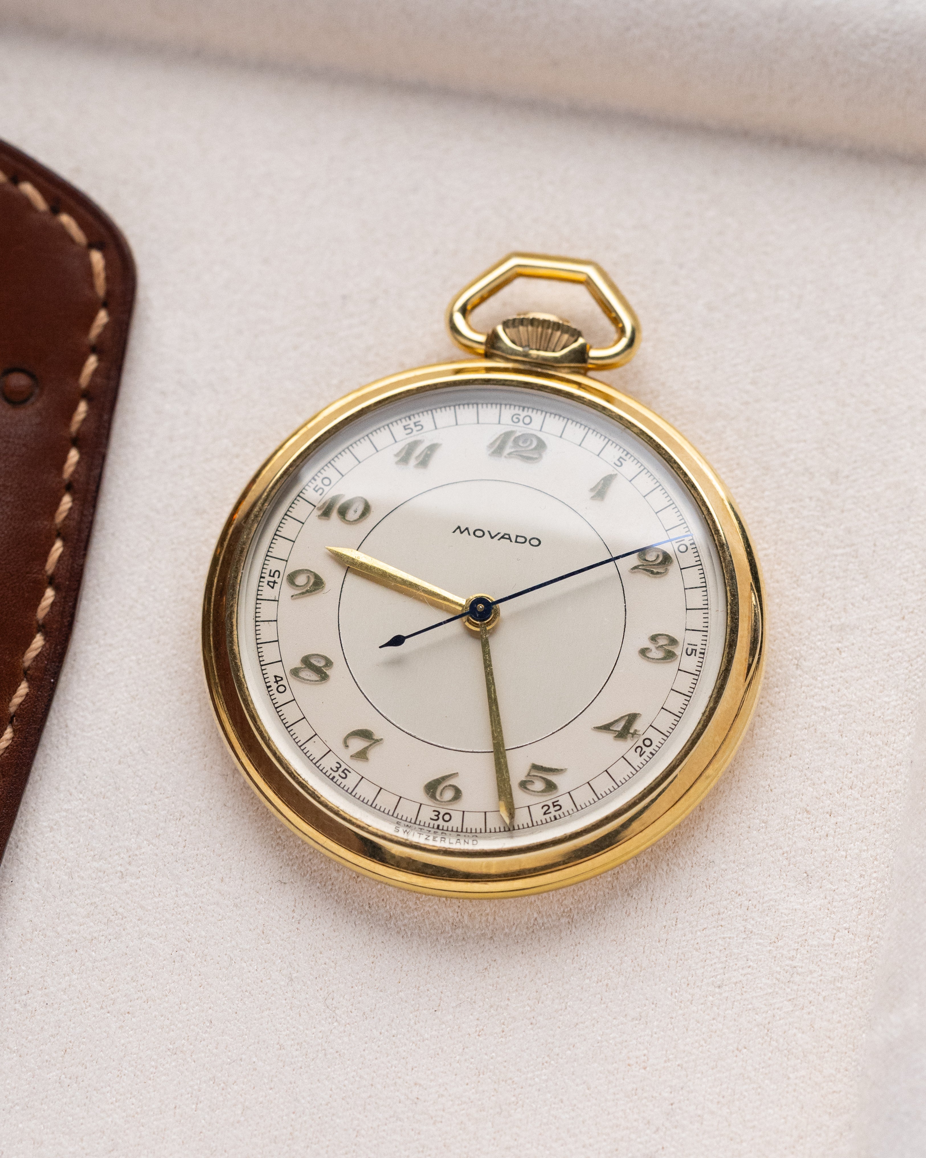 Movado Vintage Pocket Watch, Breguet numeral, Central Second Hand, 14K Gold - filled case from 1930's - DuMarko