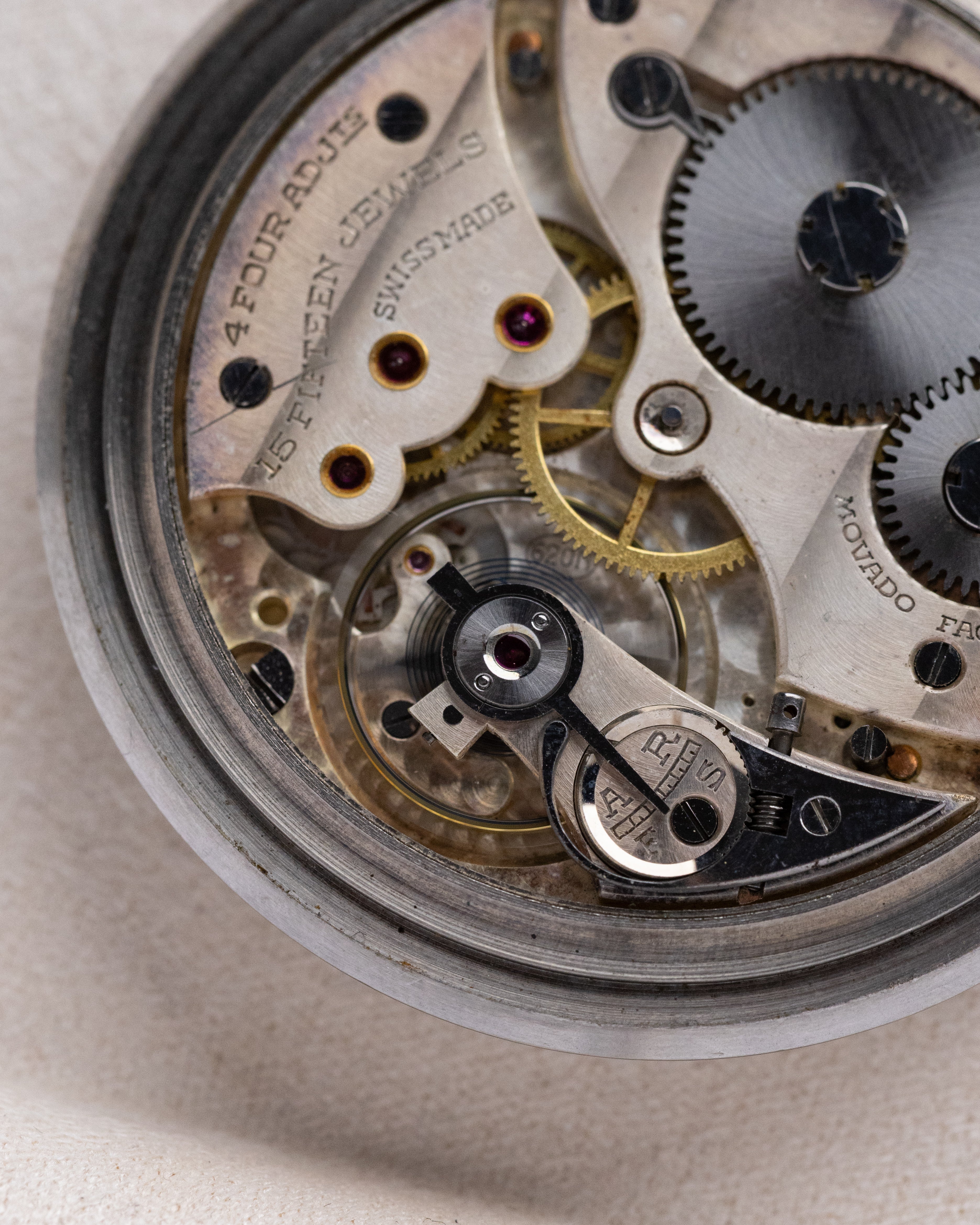 Movado Vintage Swiss Pocket Watch, Art Deco Style, Two - tone dial - DuMarko