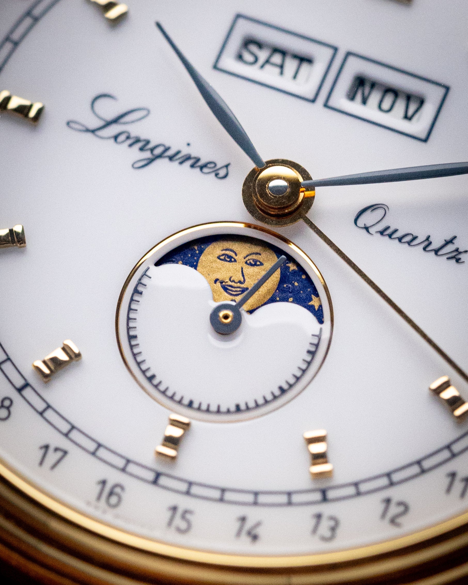 *NOS* Vintage Longines Charleston Triple Date Moonphase Ref. 5219, Quartz Cal. L224.2, Gold Plated, NOS 1990s - DuMarko