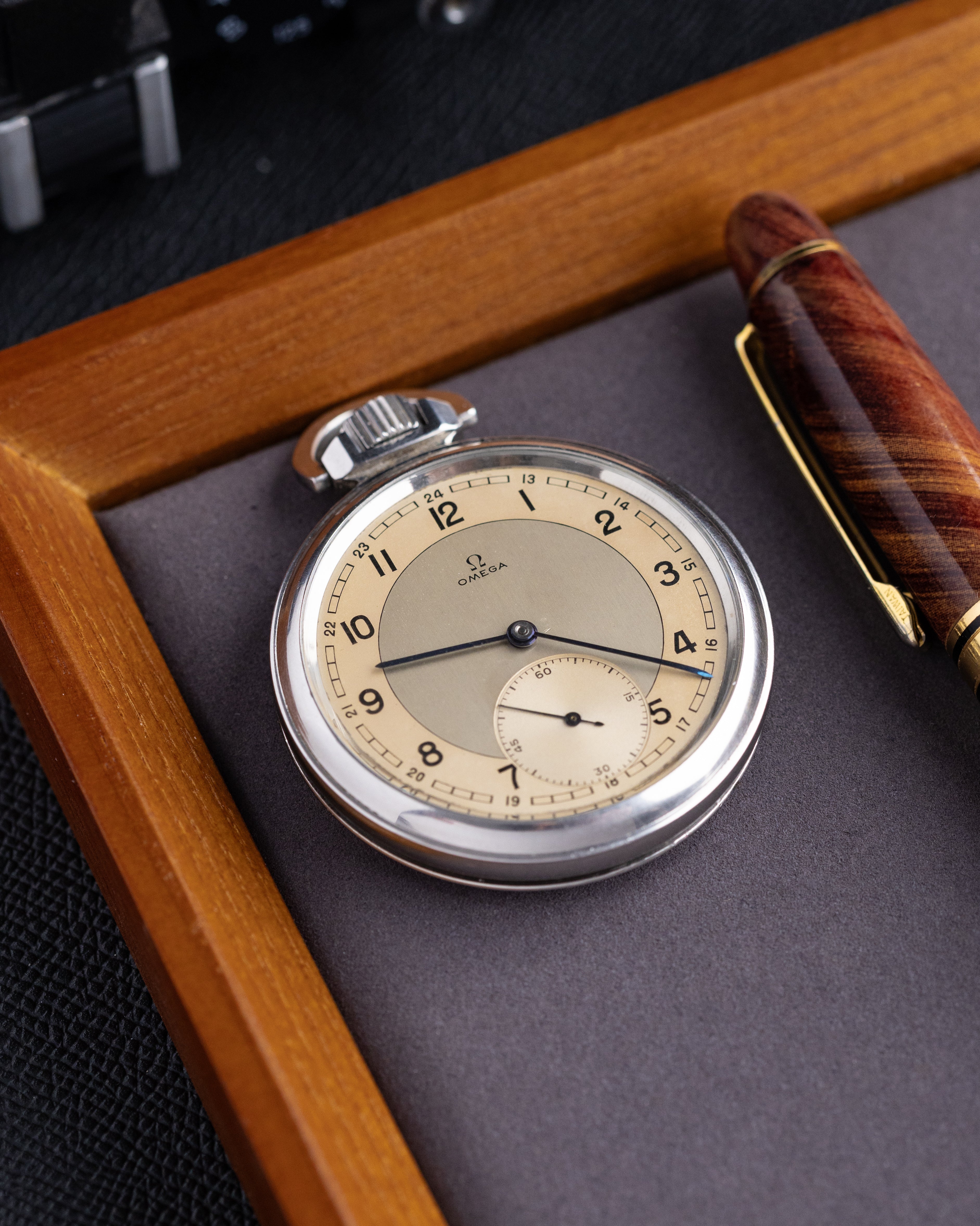 Omega "Étanche" Vintage Swiss Waterproof Pocket Watch, Cal. 38.5L.T1, Two - Tone Dial from 1939 - DuMarko