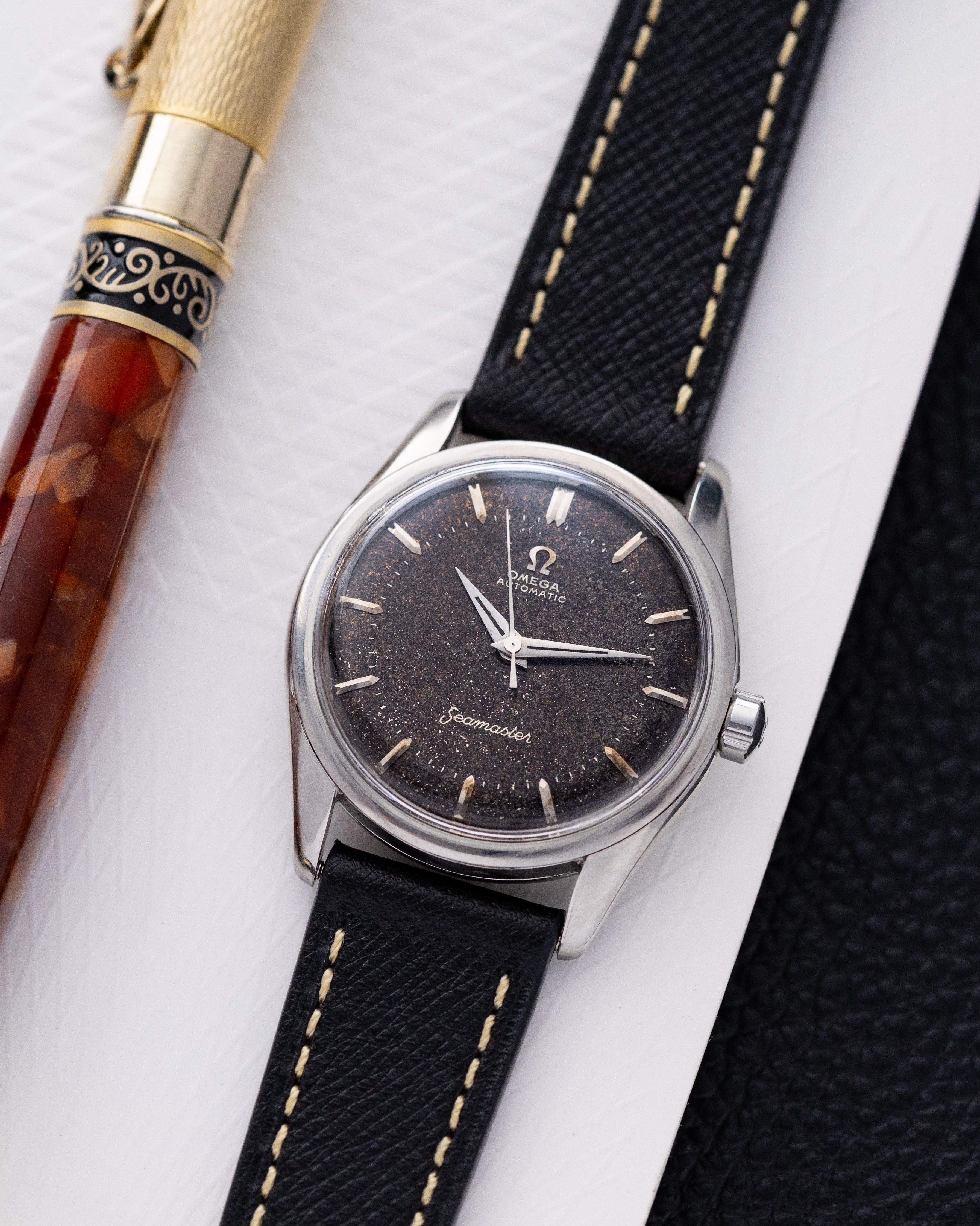 Omega Seamaster Automatic Black dial with unique metallic shimmer patina, Ref 2369.1SC from 1954 - DuMarko