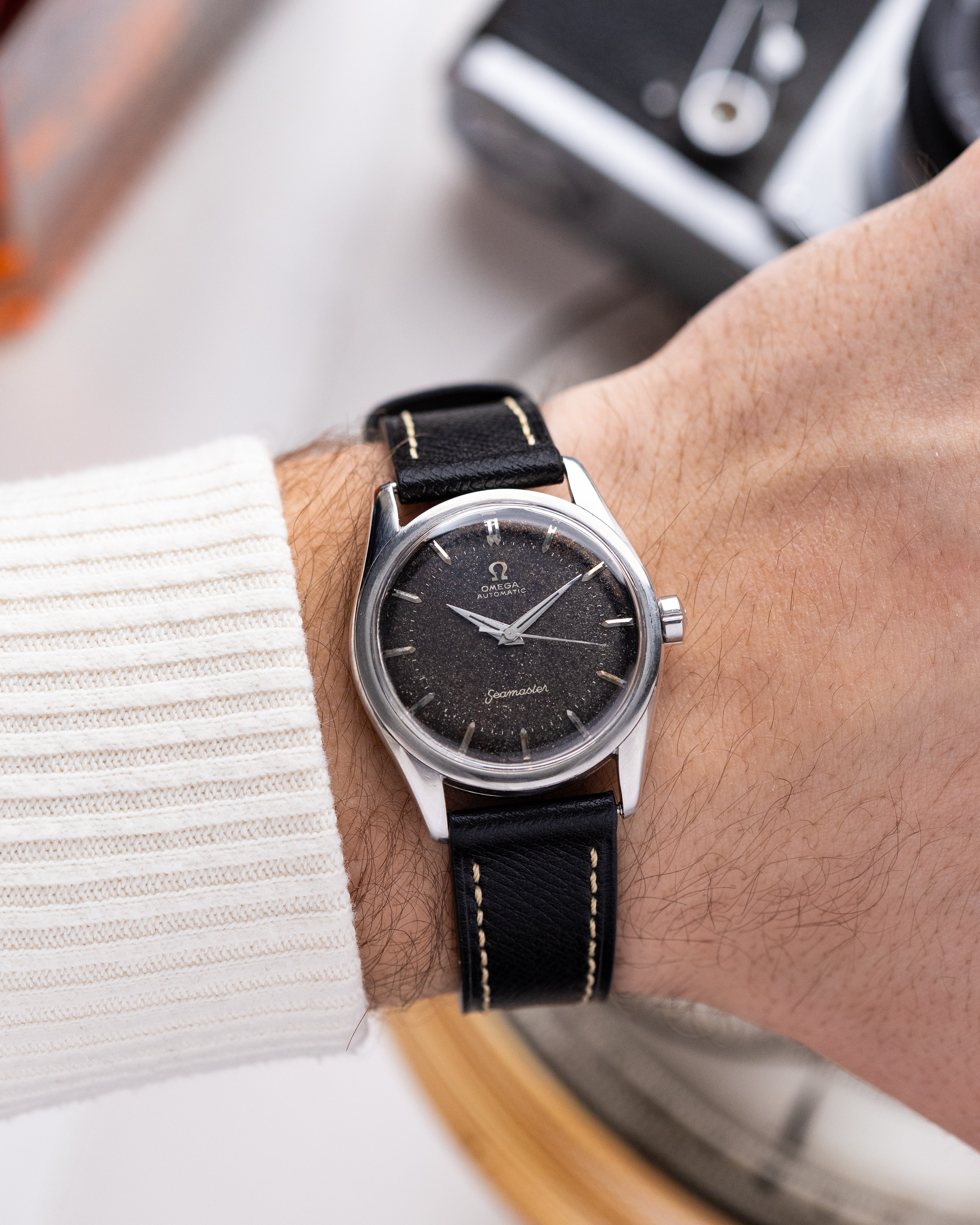 Omega Seamaster Automatic Black dial with unique metallic shimmer patina, Ref 2369.1SC from 1954 - DuMarko