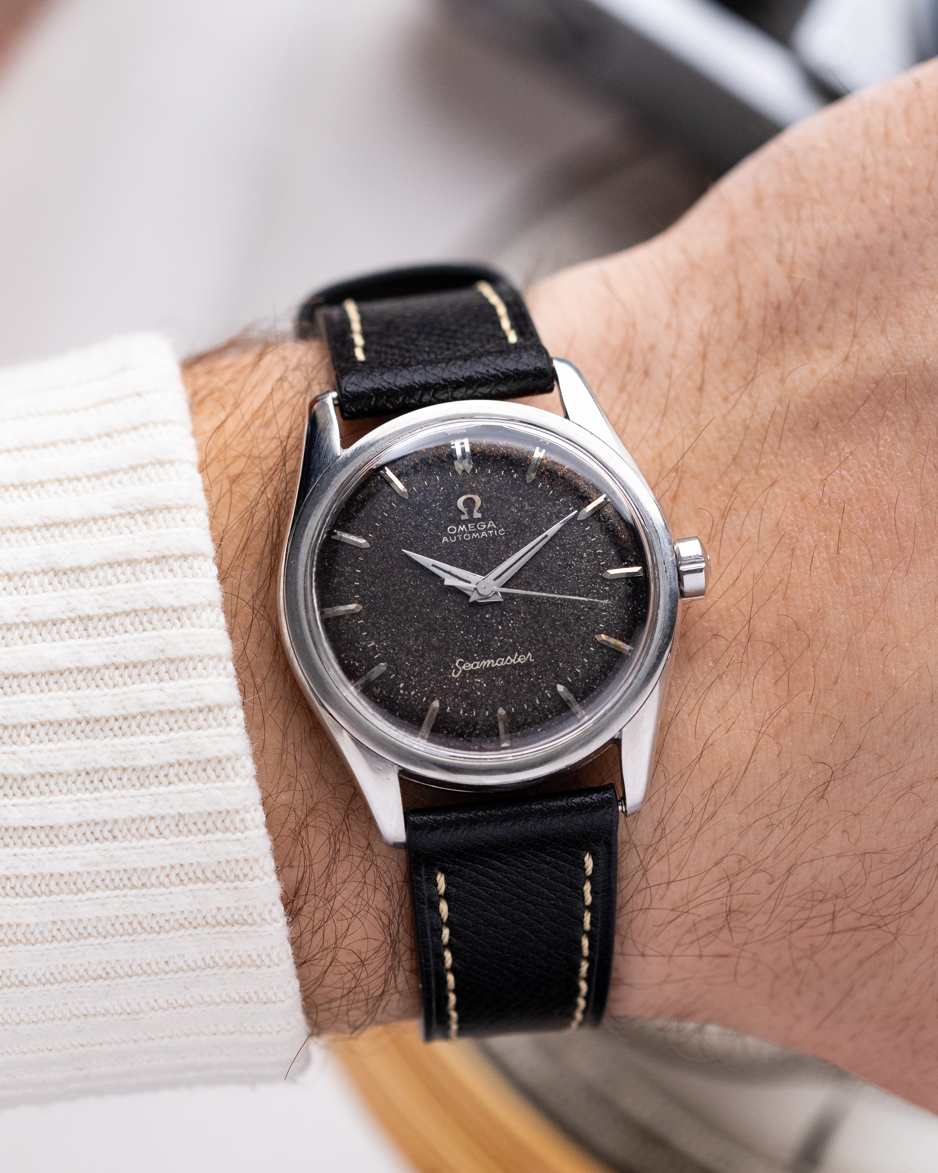 Omega Seamaster Automatic Black dial with unique metallic shimmer patina, Ref 2369.1SC from 1954 - DuMarko