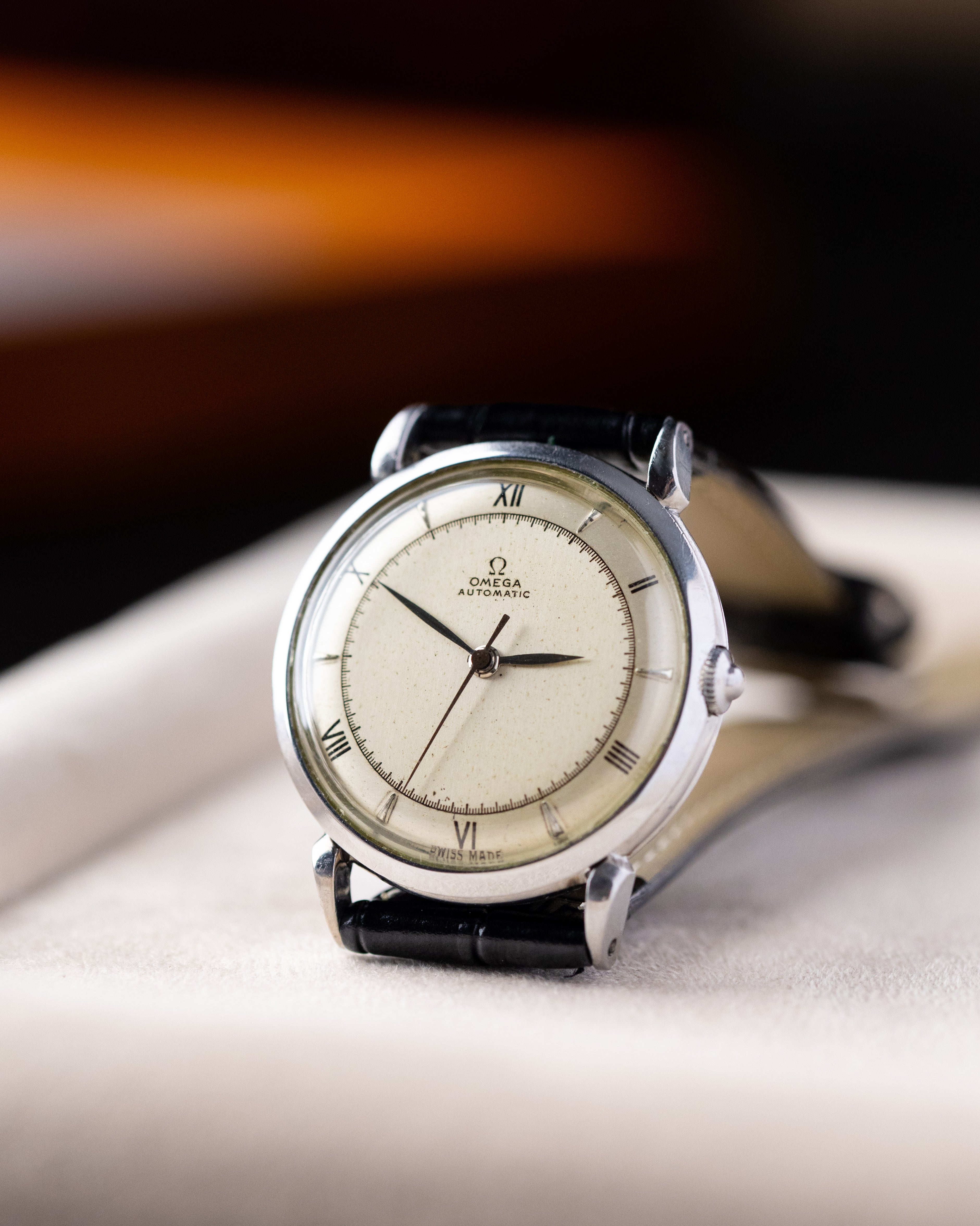 Omega Vintage Swiss Watch, Automatic Bumper 28.10 RA, Ref. 2445 - 1, Two - tone dial from 1944 - DuMarko