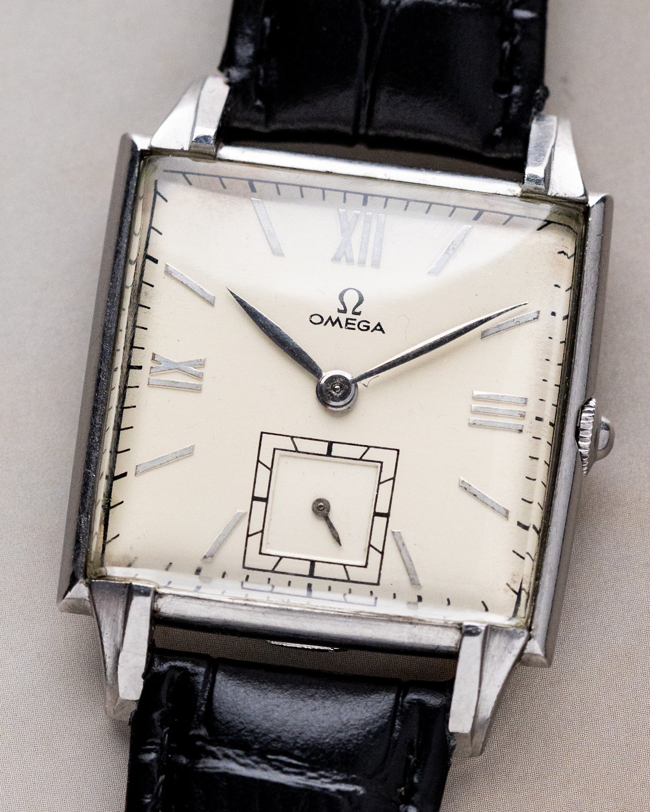 Omega Vintage Swiss Watch, Rare Square Tank, Ref. 3797, Cream Dial, Cal. R17.8 from 1940's - DuMarko