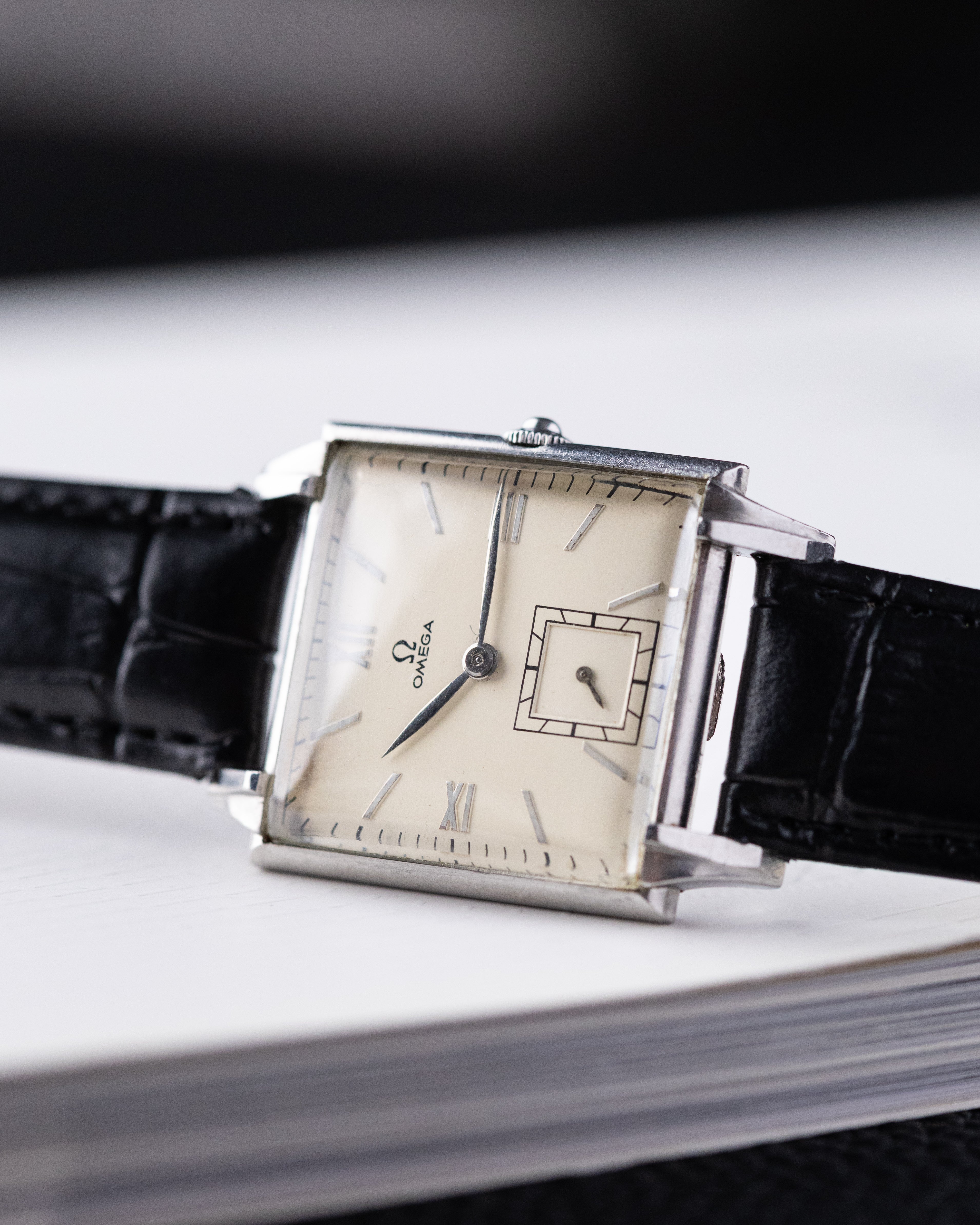 Omega Vintage Swiss Watch, Rare Square Tank, Ref. 3797, Cream Dial, Cal. R17.8 from 1940's - DuMarko