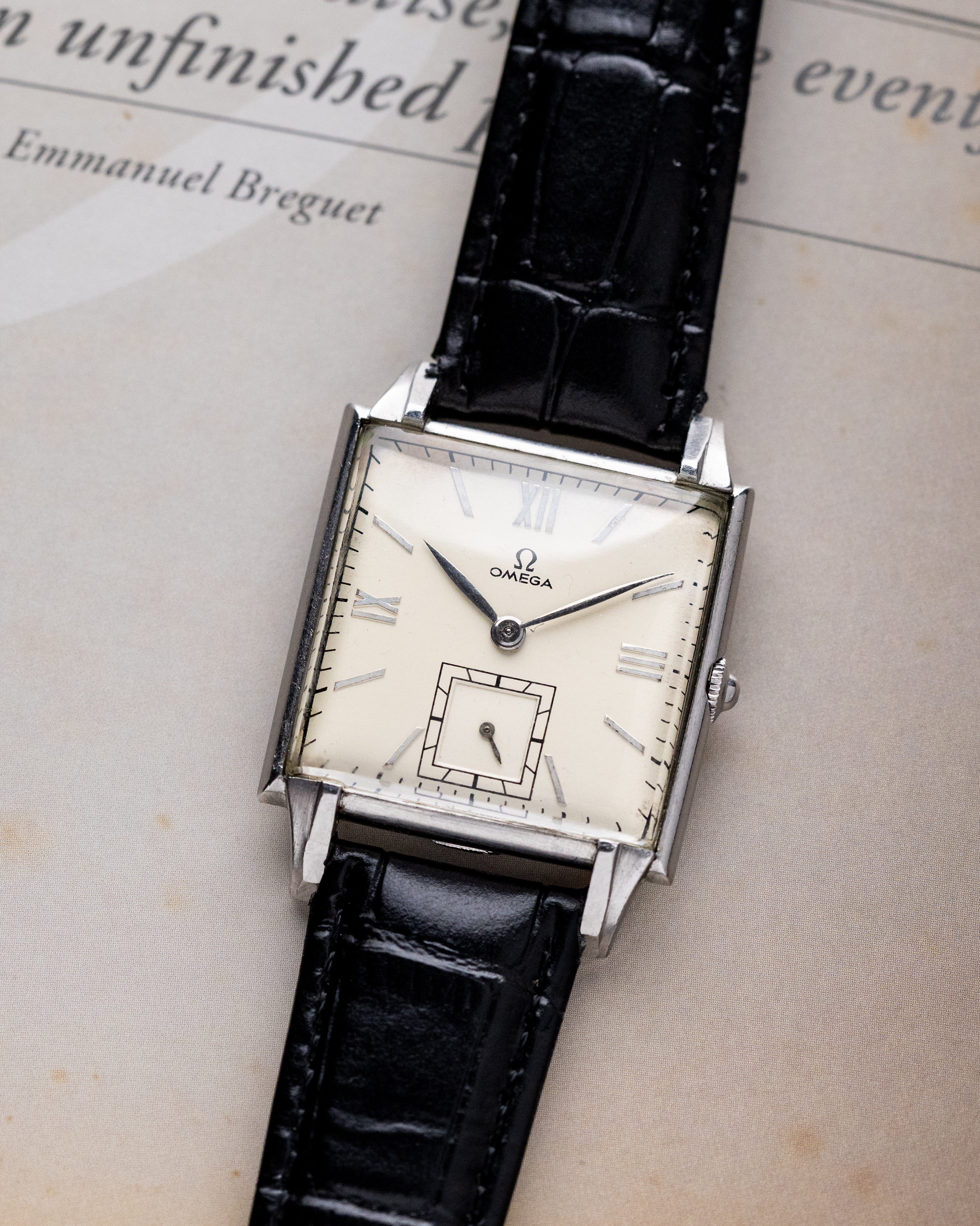 Omega Vintage Swiss Watch, Rare Square Tank, Ref. 3797, Cream Dial, Cal. R17.8 from 1940's - DuMarko