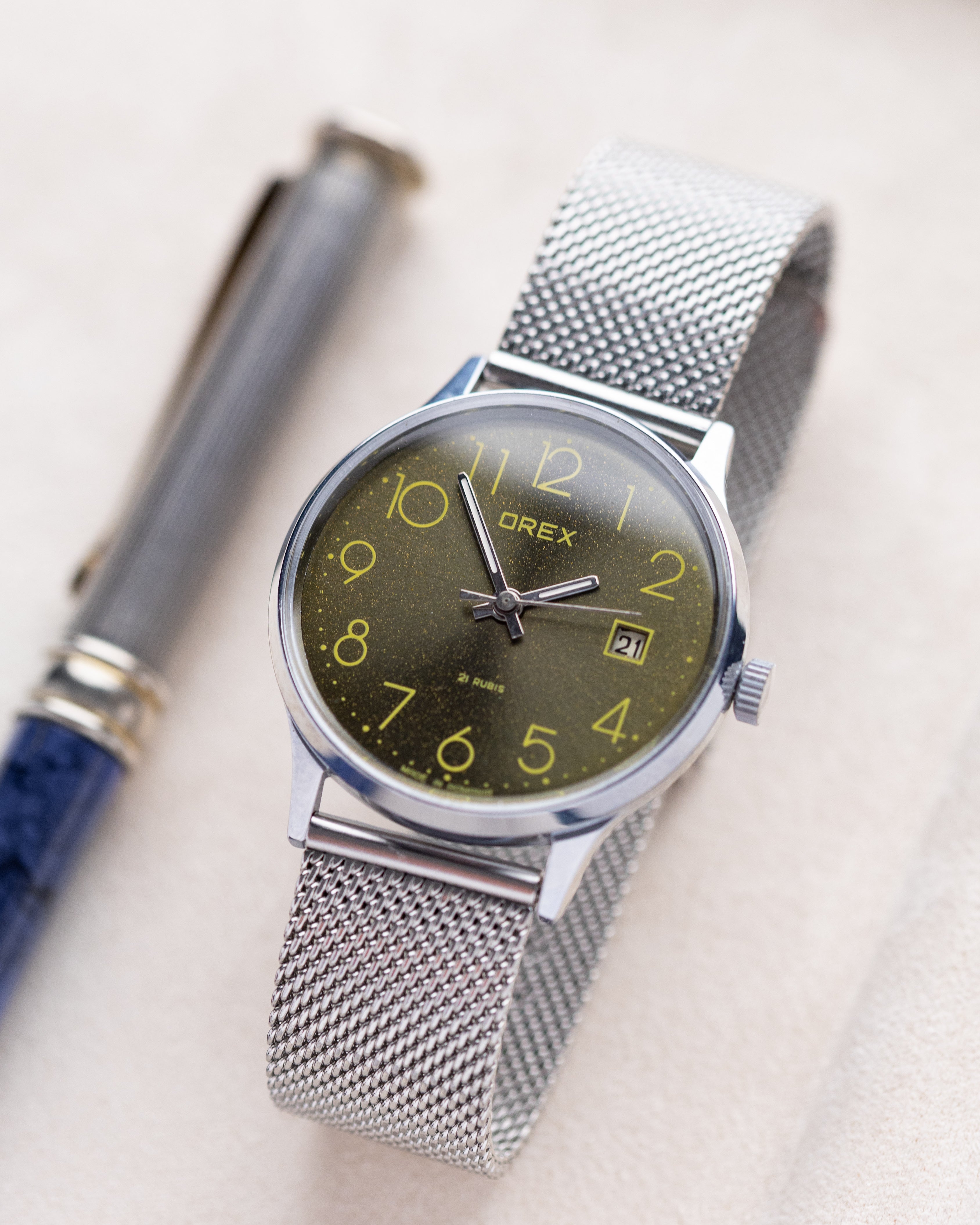 Orex (Slava) Vintage Romanian Watch, Green sunburst dial from 1980's - DuMarko