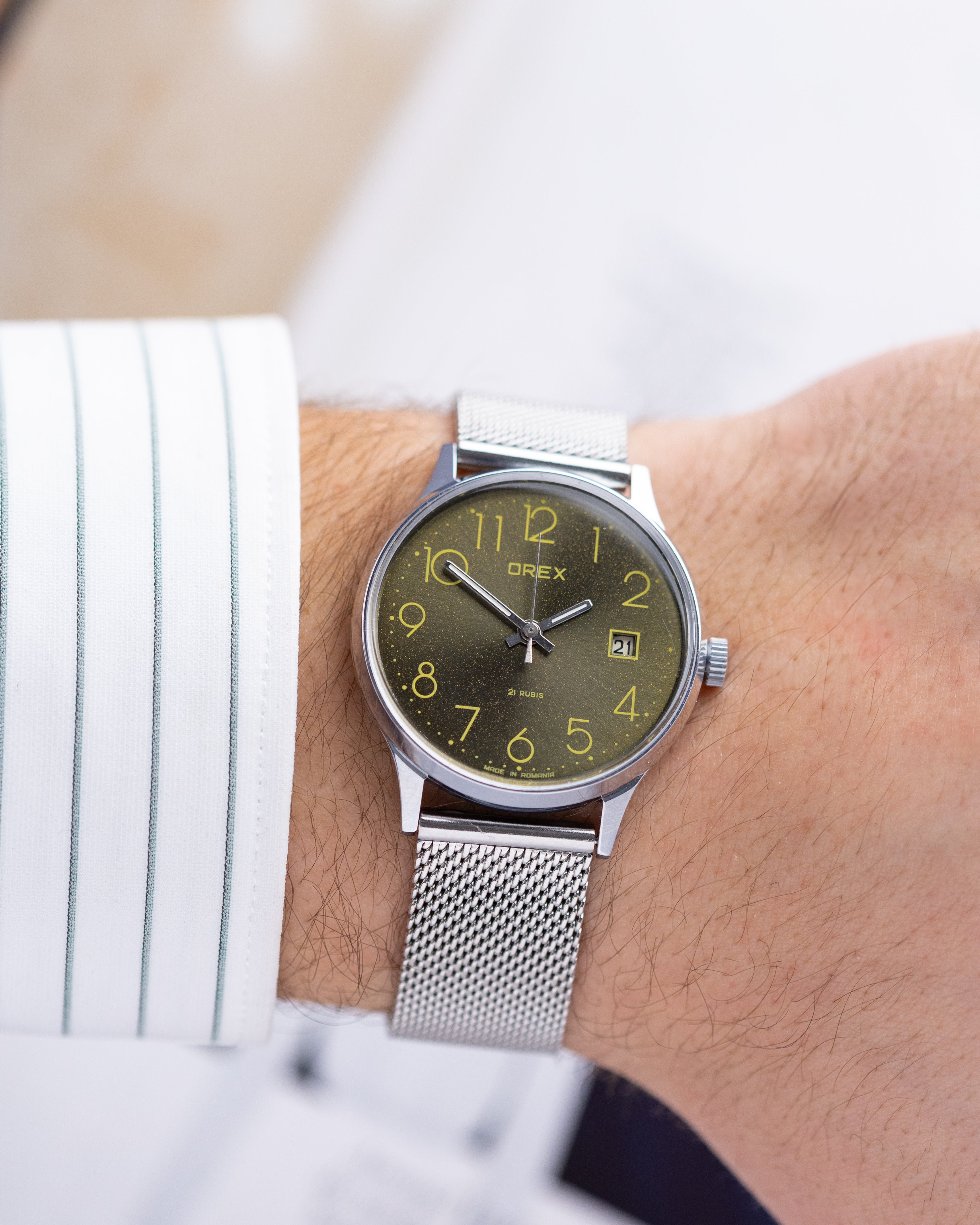 Orex (Slava) Vintage Romanian Watch, Green sunburst dial from 1980's - DuMarko