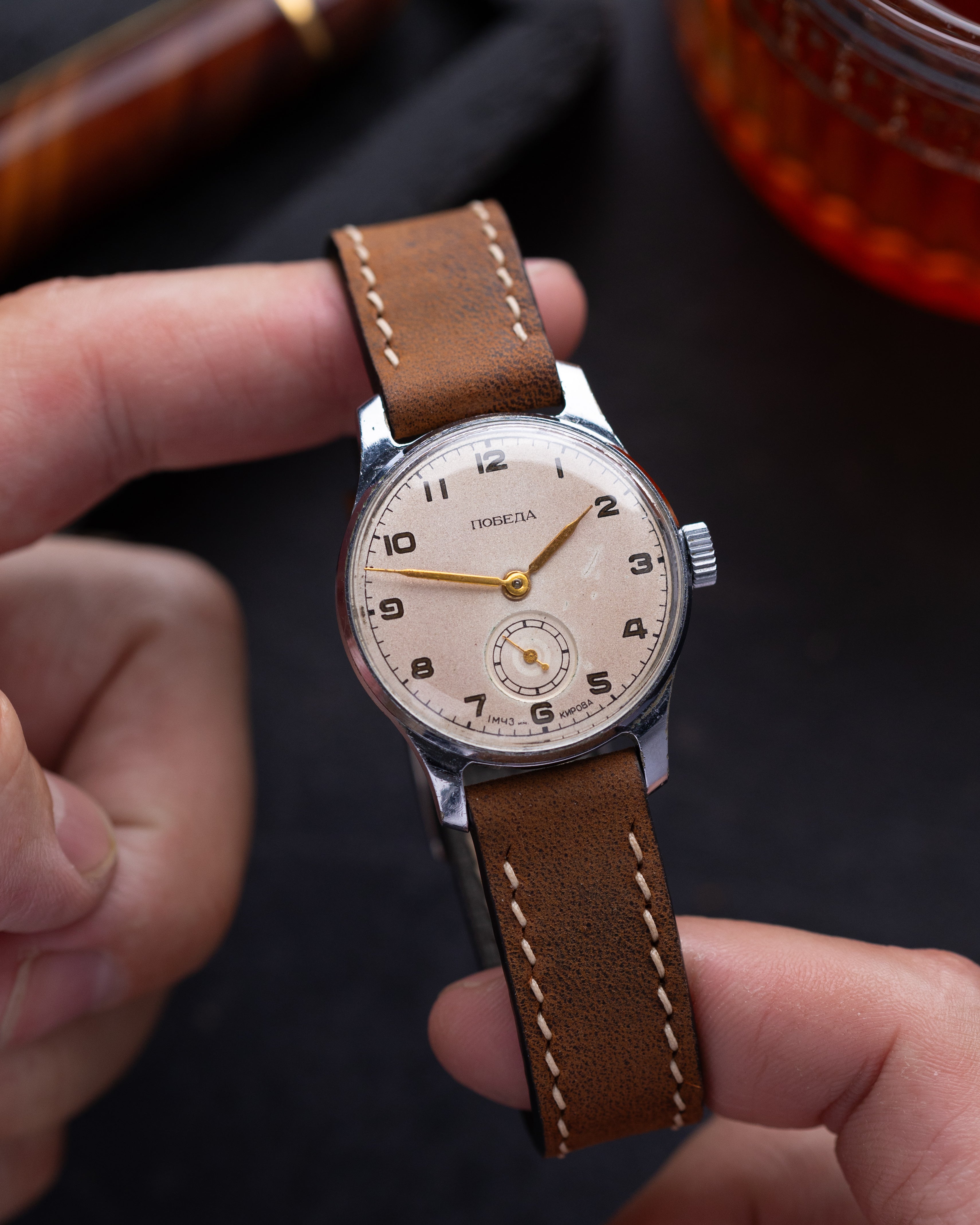 Pobeda Vintage Soviet Watch, Patina Dial from 1950's - VintageDuMarko