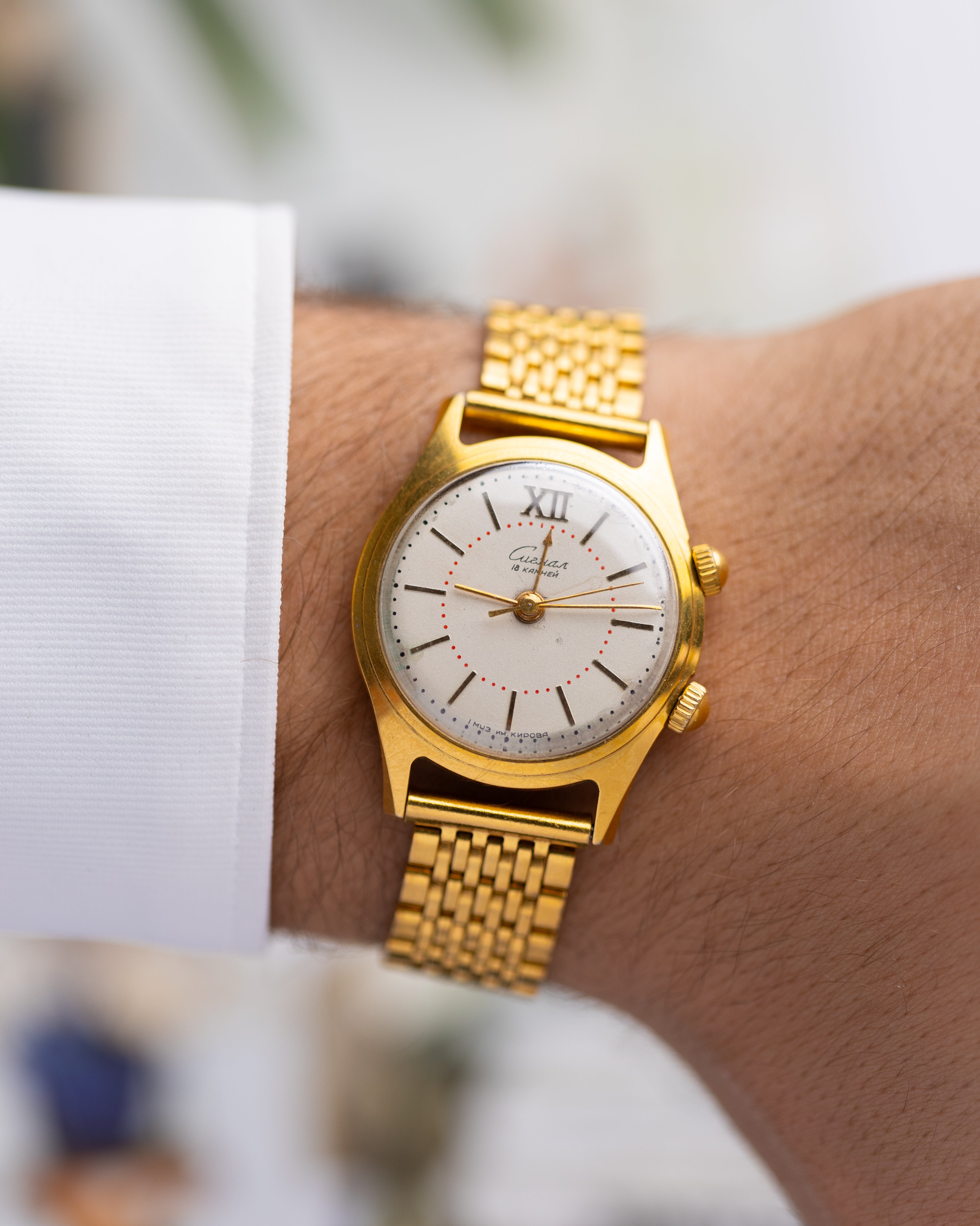 Poljot Signal (Alarm) Vintage Soviet Watch, Original gold plated bracelet - DuMarko