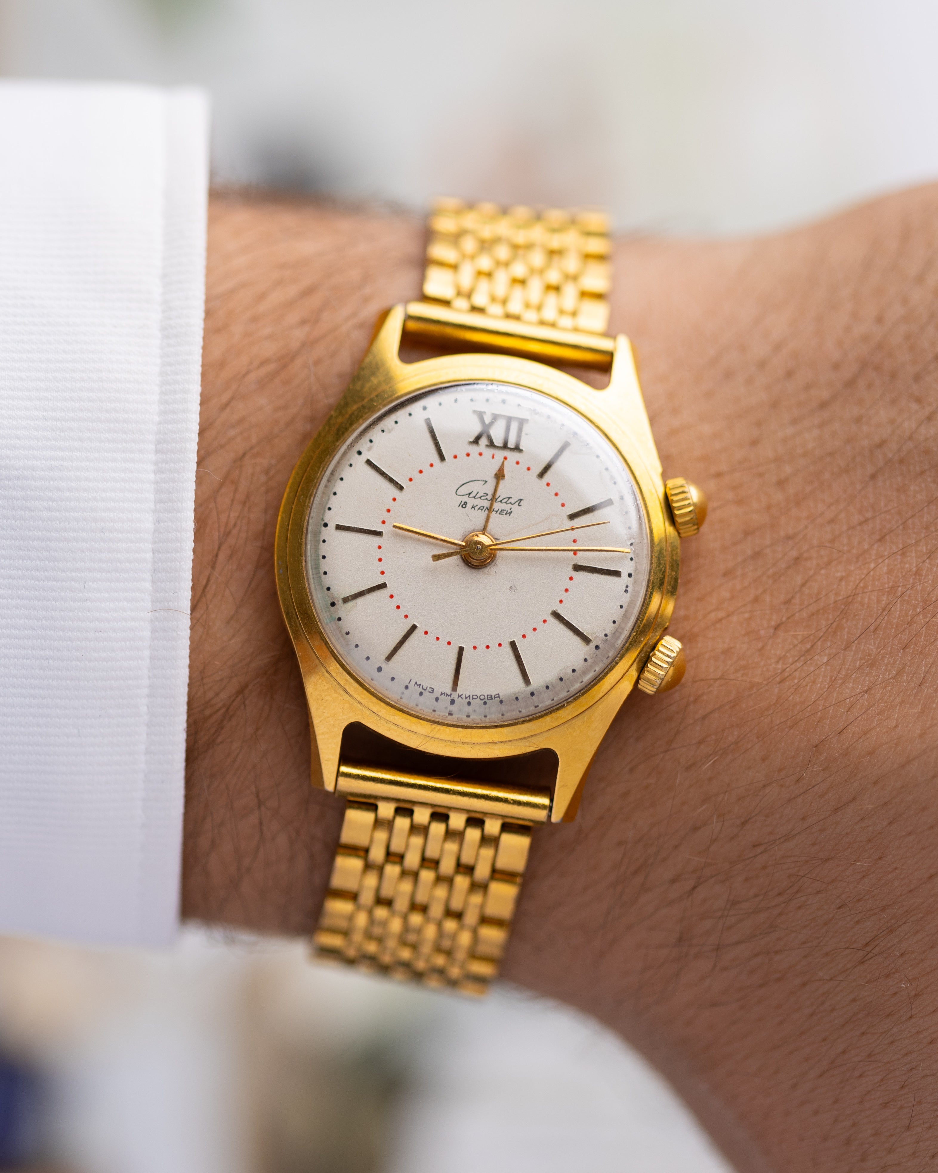 Poljot Signal (Alarm) Vintage Soviet Watch, Original gold plated bracelet - DuMarko