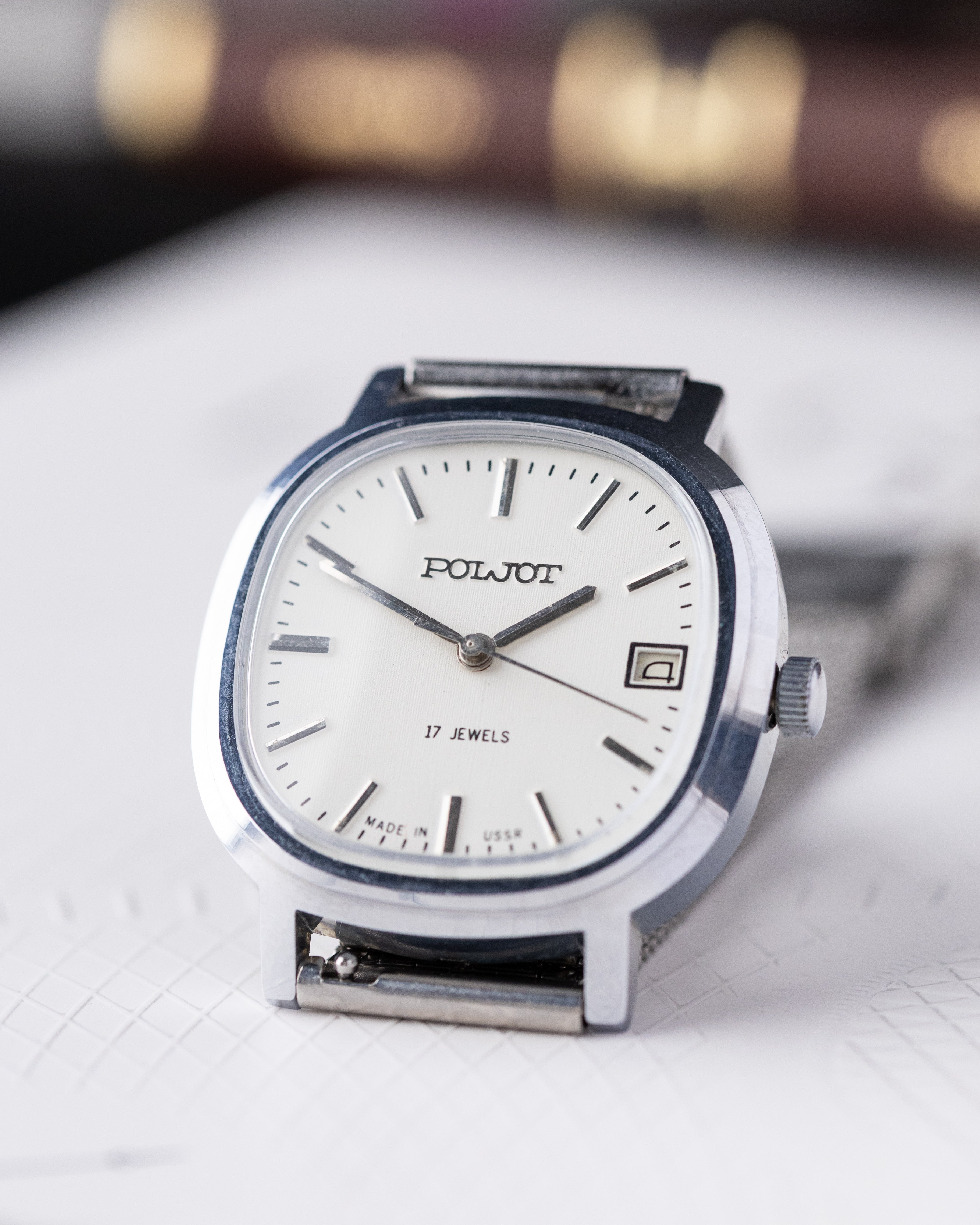 Poljot Vintage Soviet Watch, NOS, Linen Dial, Square Tank from 1980’s - DuMarko