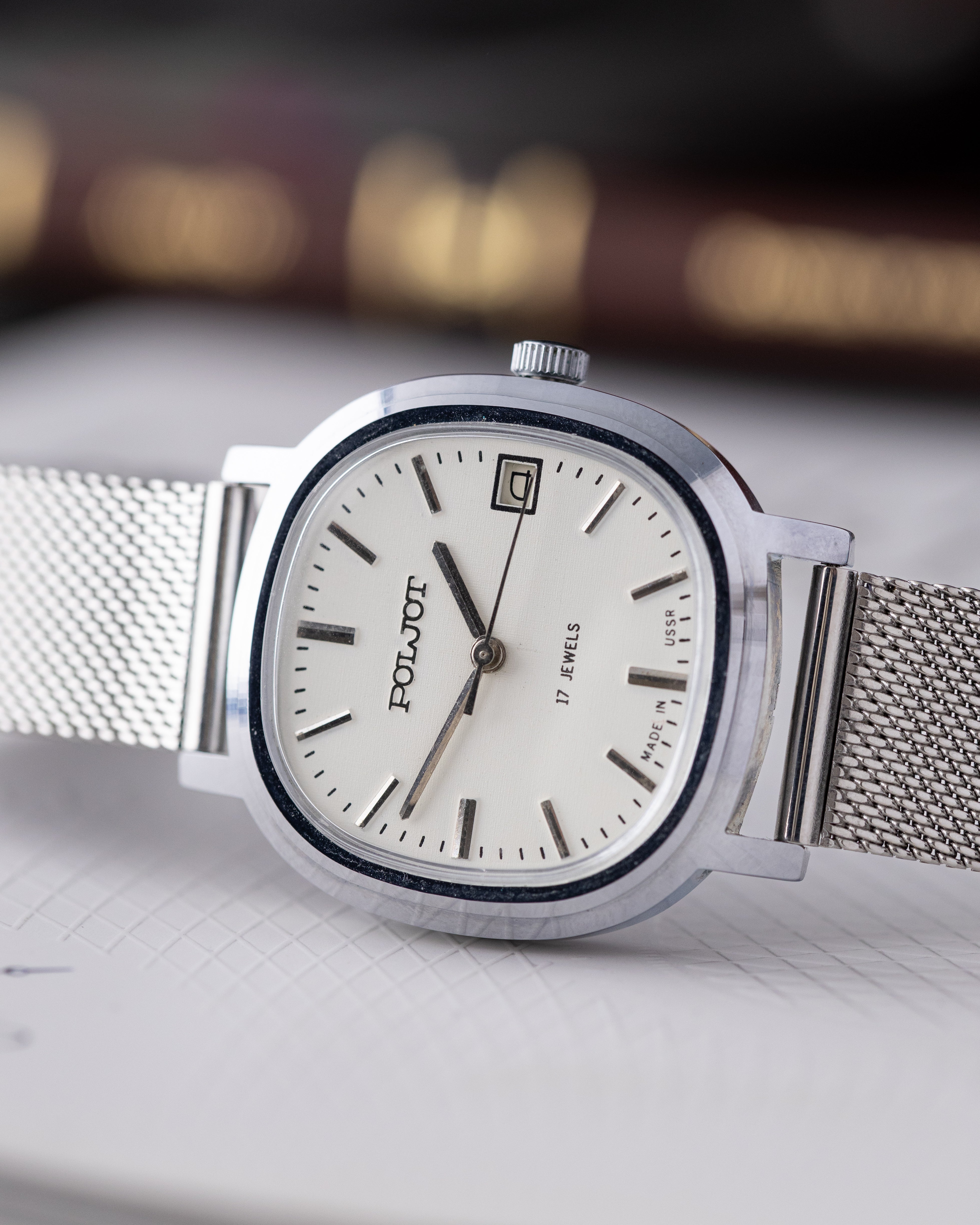 Poljot Vintage Soviet Watch, NOS, Linen Dial, Square Tank from 1980’s - DuMarko