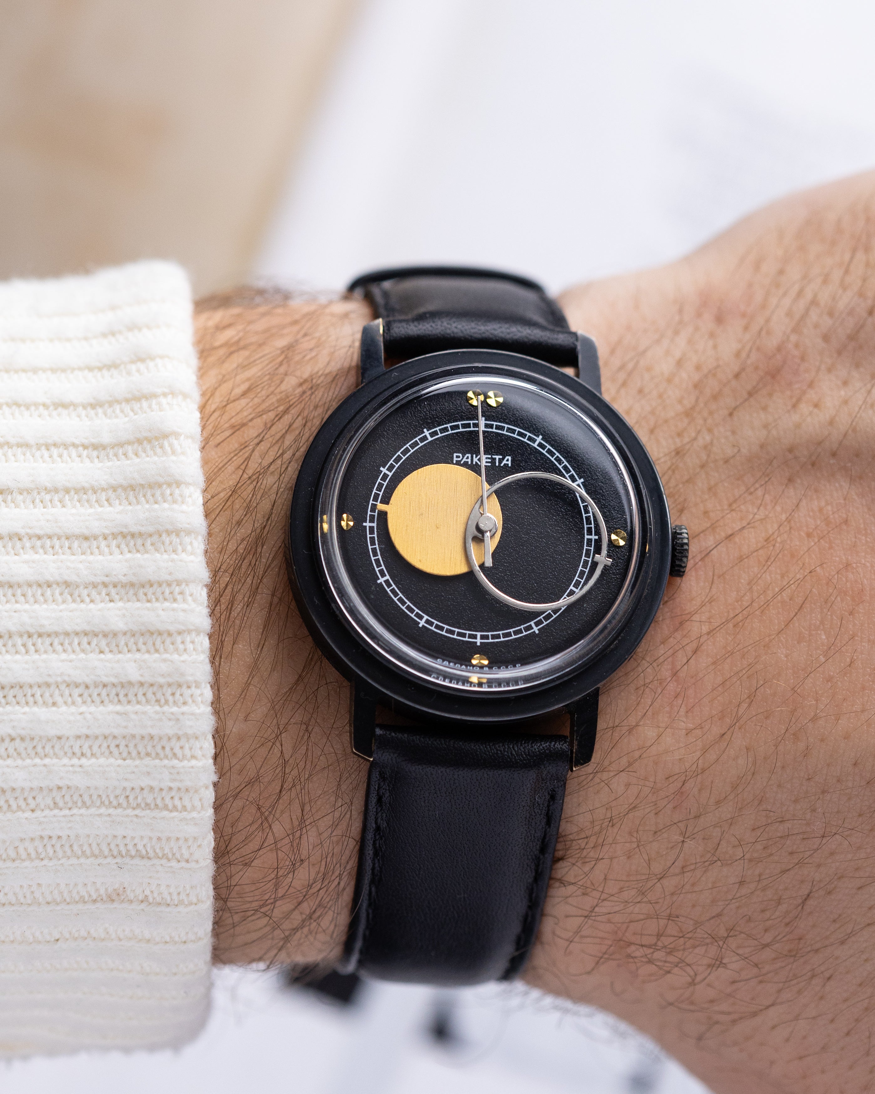 Raketa Vintage Soviet Watch "Copernicus Night", Black Dial, Cal.2609 - DuMarko