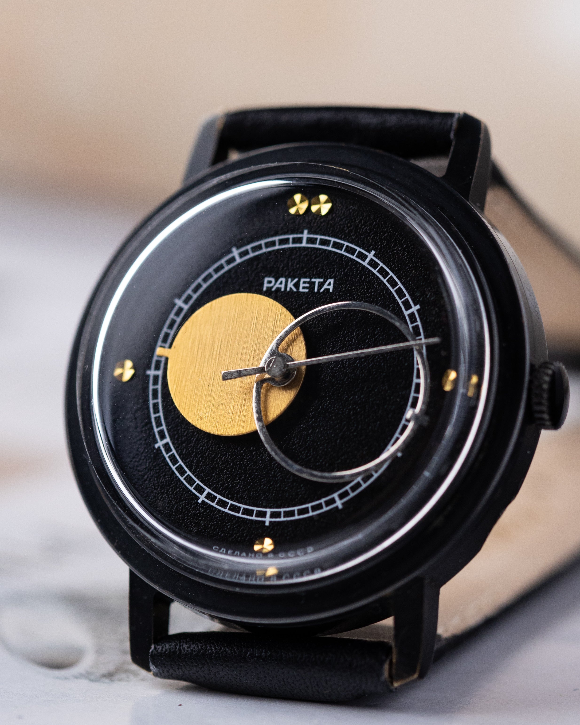 Raketa Vintage Soviet Watch "Copernicus Night", Black Dial, Cal.2609 - DuMarko