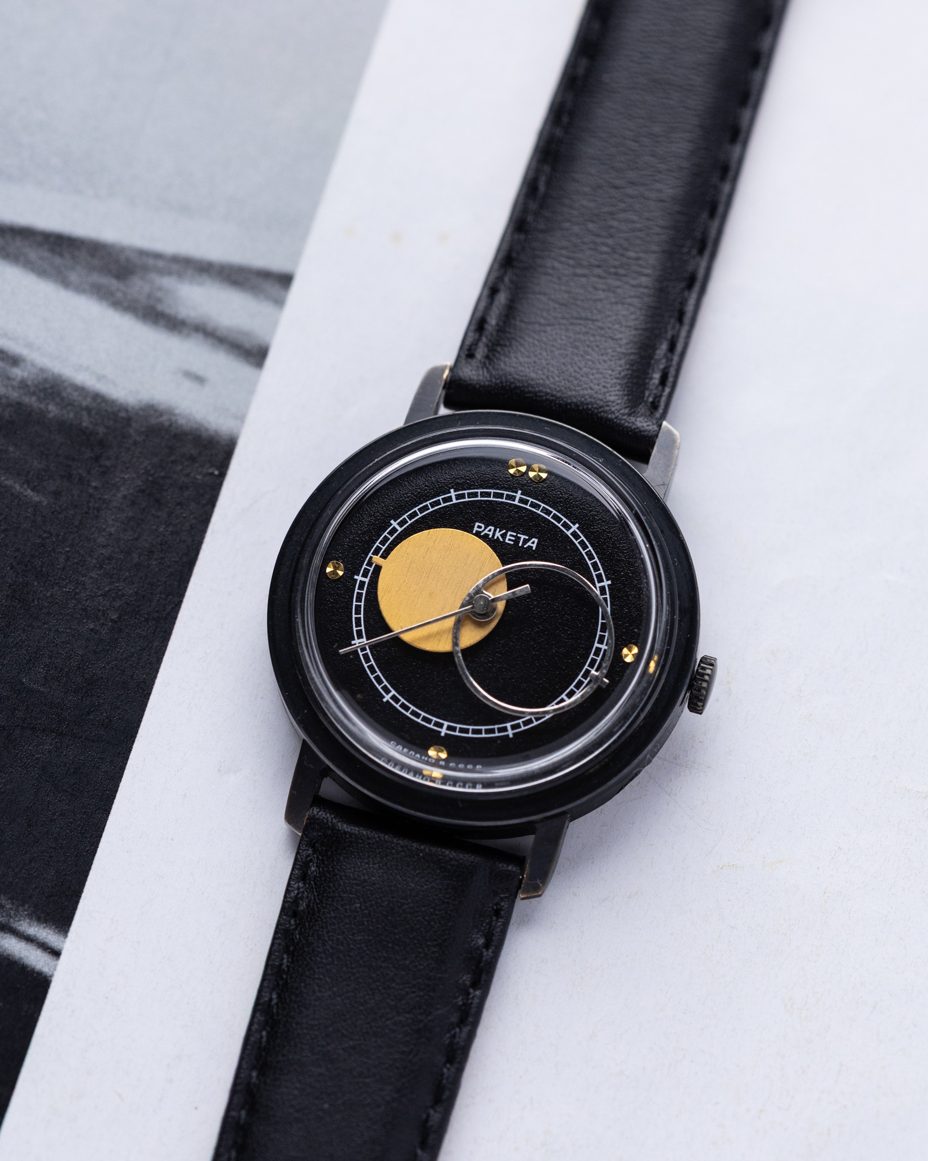 Raketa Vintage Soviet Watch "Copernicus Night", Black Dial, Cal.2609 - DuMarko