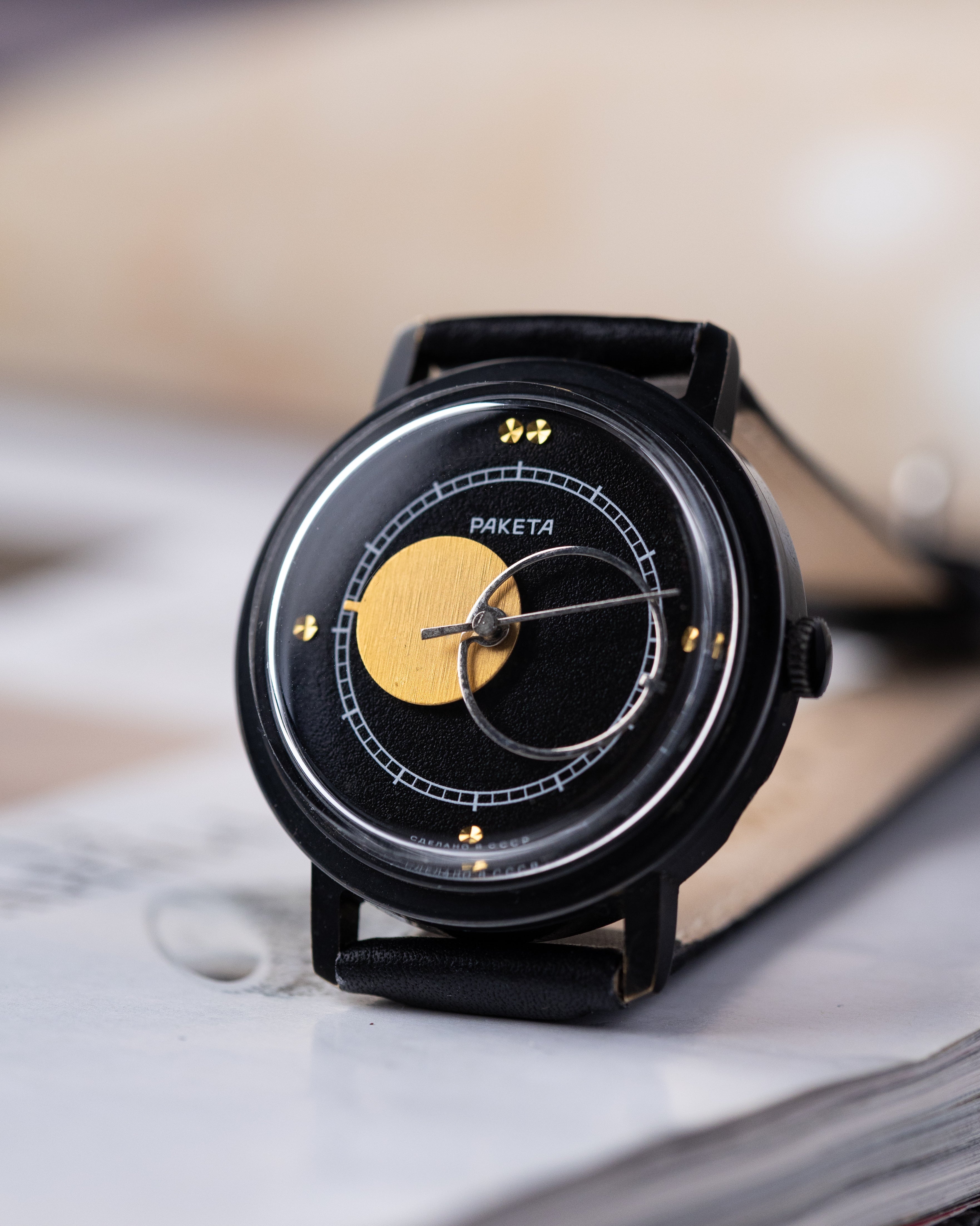 Raketa Vintage Soviet Watch "Copernicus Night", Black Dial, Cal.2609 - DuMarko