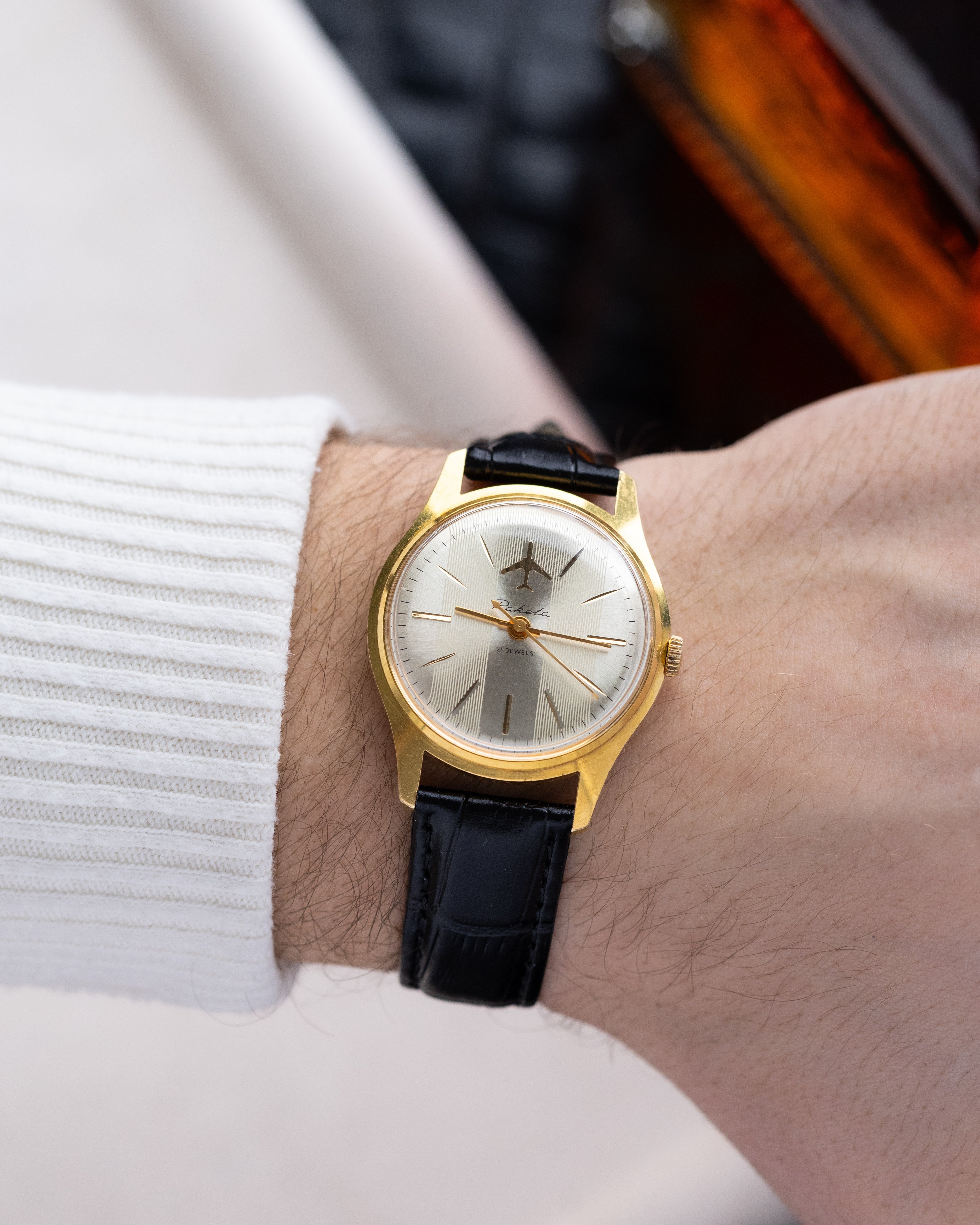 Raketa Vintage Soviet Watch, Runway Dial with Airplane, Pilot's watch from 1970's - DuMarko