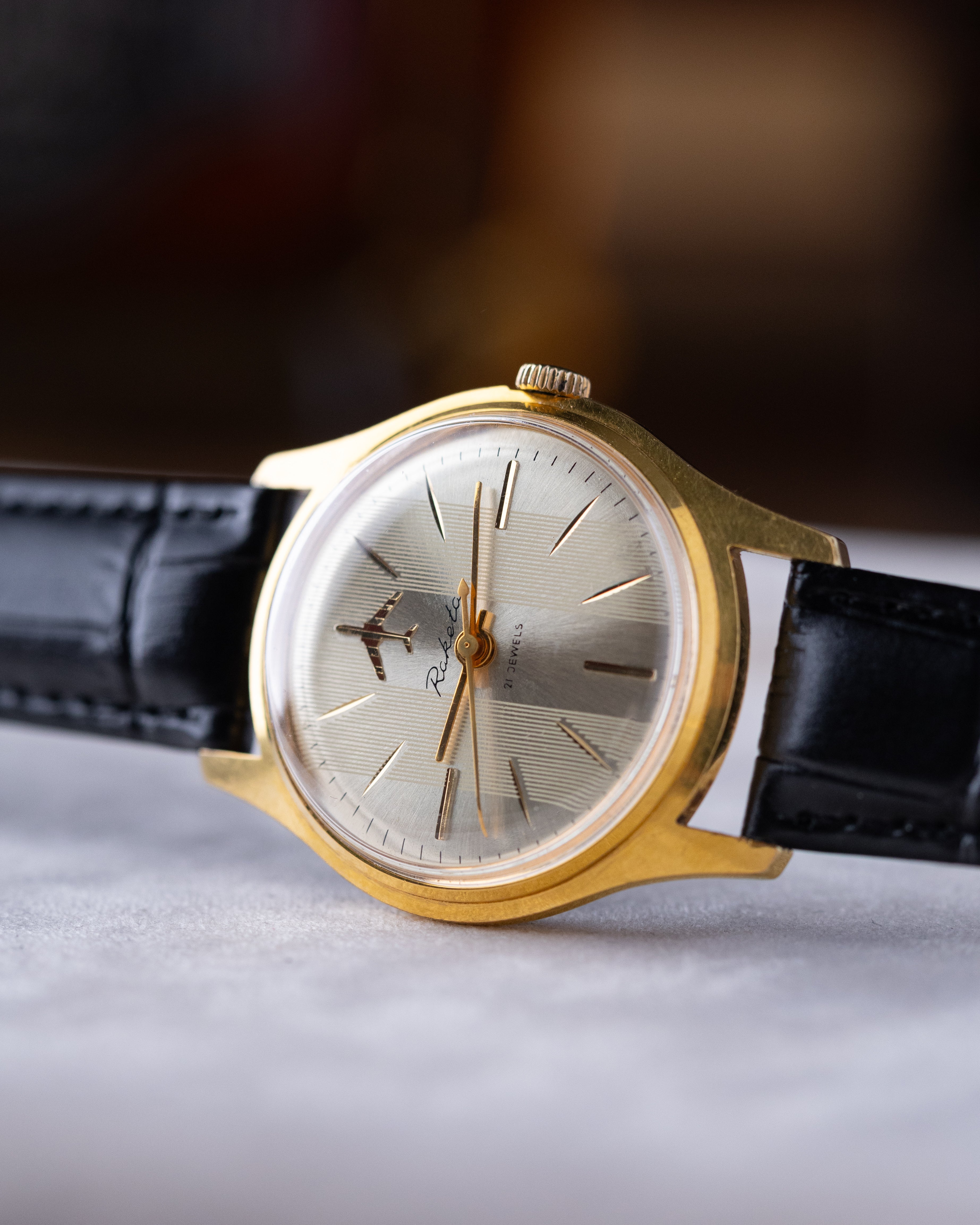 Raketa Vintage Soviet Watch, Runway Dial with Airplane, Pilot's watch from 1970's - DuMarko