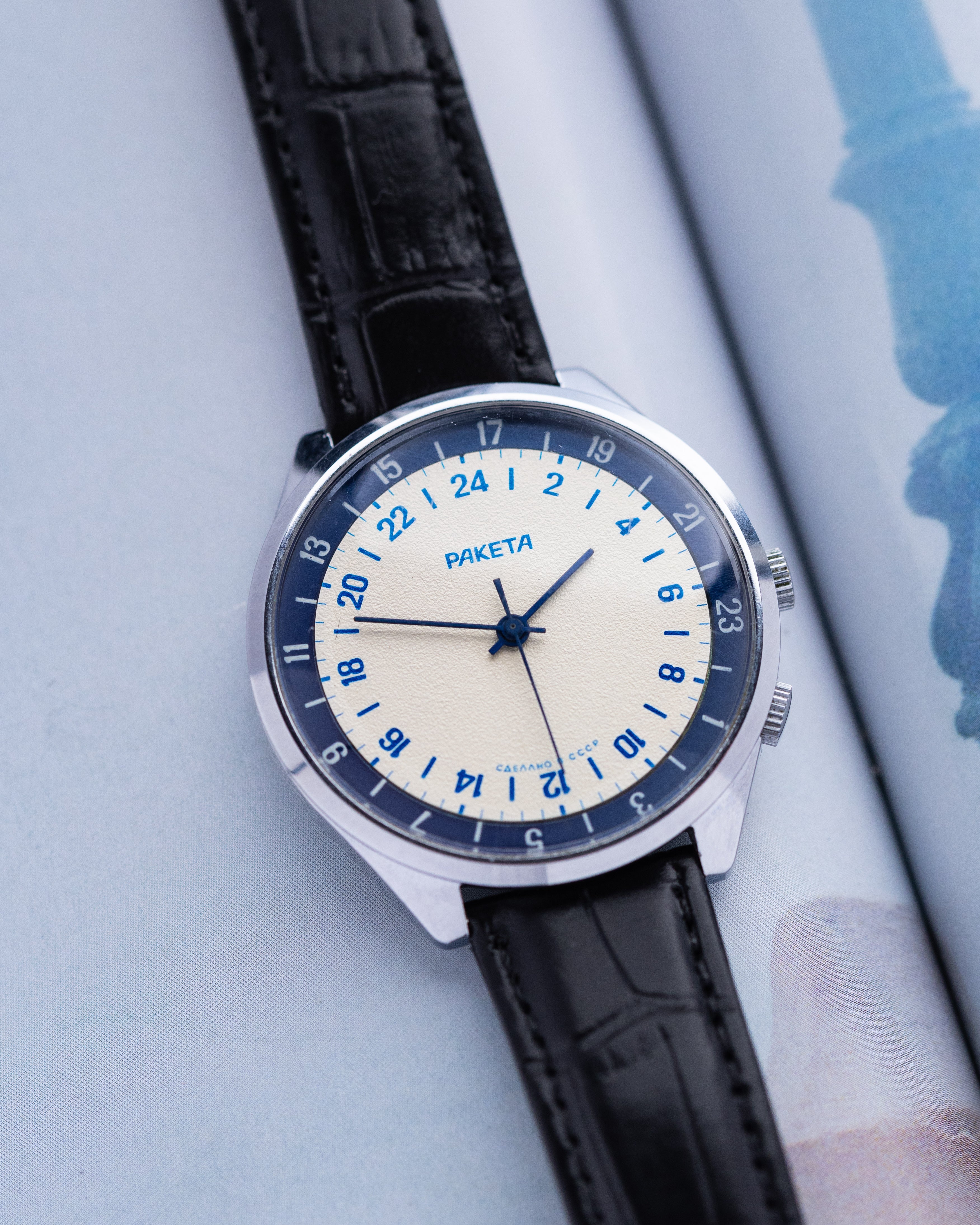 Raketa Vintage watch 24 hours Original dial Oversize case 40 mm from 1970's - DuMarko