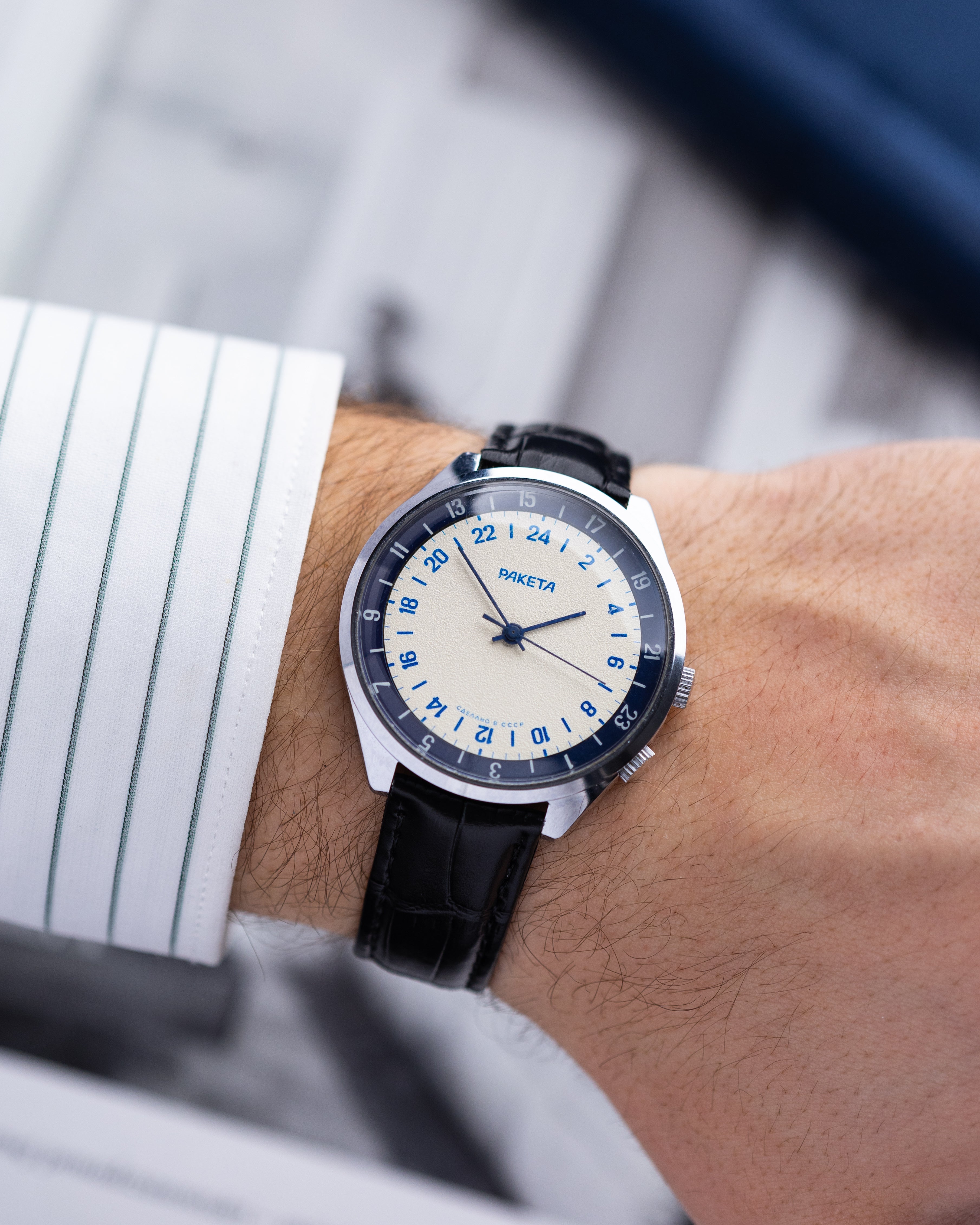 Raketa Vintage watch 24 hours Original dial Oversize case 40 mm from 1970's - DuMarko