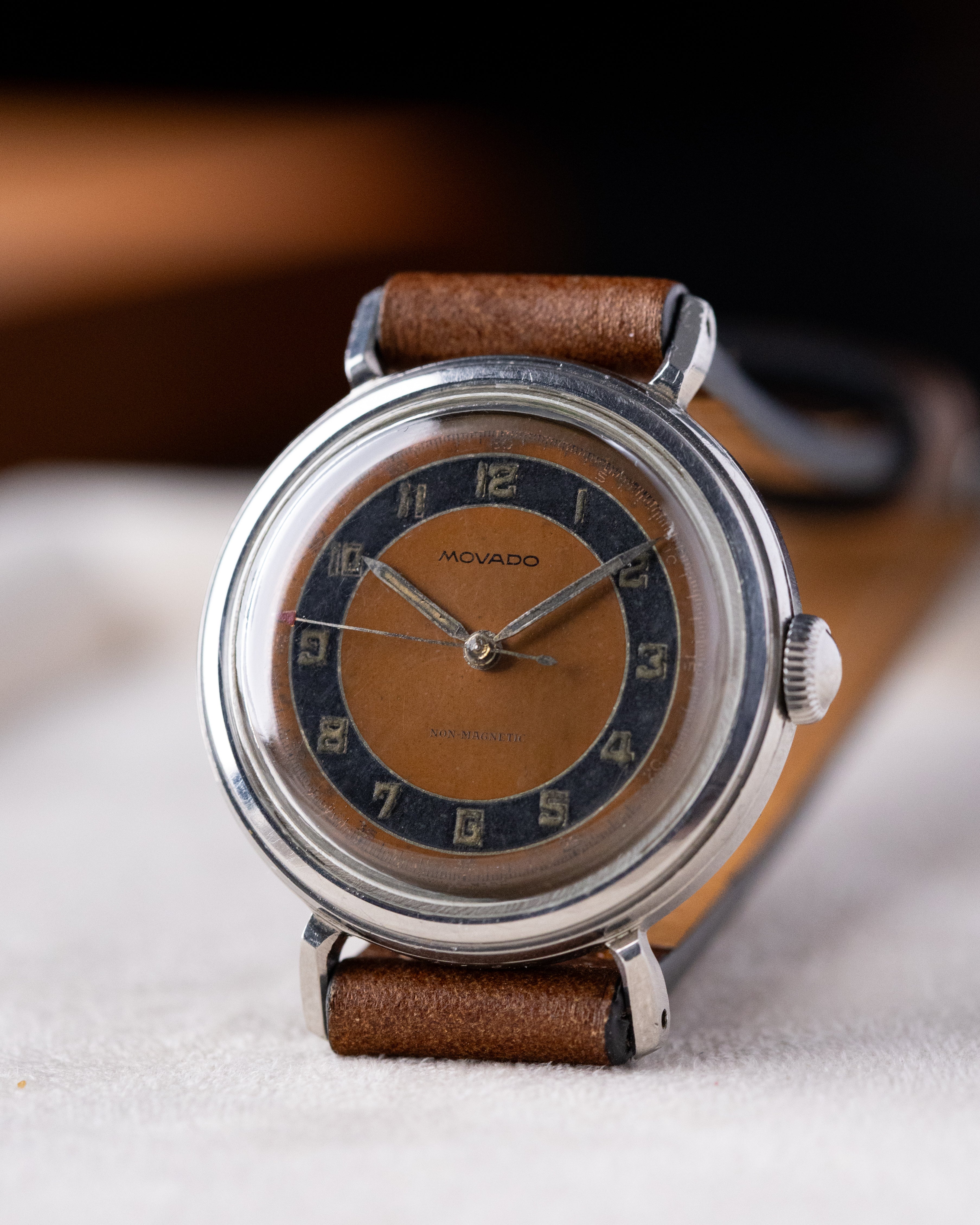 Rare Vintage Movado Calatrava in 32,5 mm Borgel case, Two - tone dial, Military Swiss Watch from 1940's - DuMarko