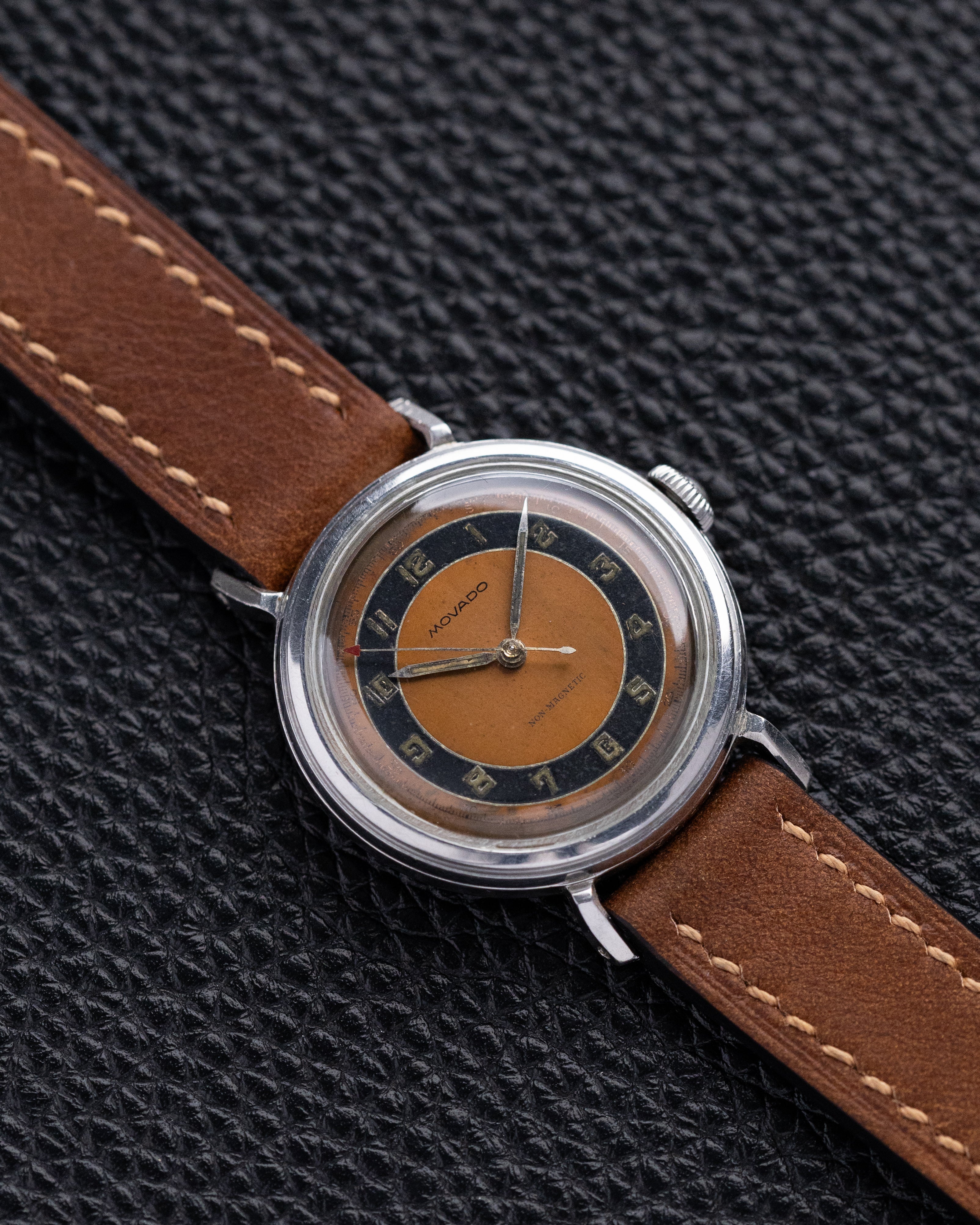 Rare Vintage Movado Calatrava in 32,5 mm Borgel case, Two - tone dial, Military Swiss Watch from 1940's - DuMarko