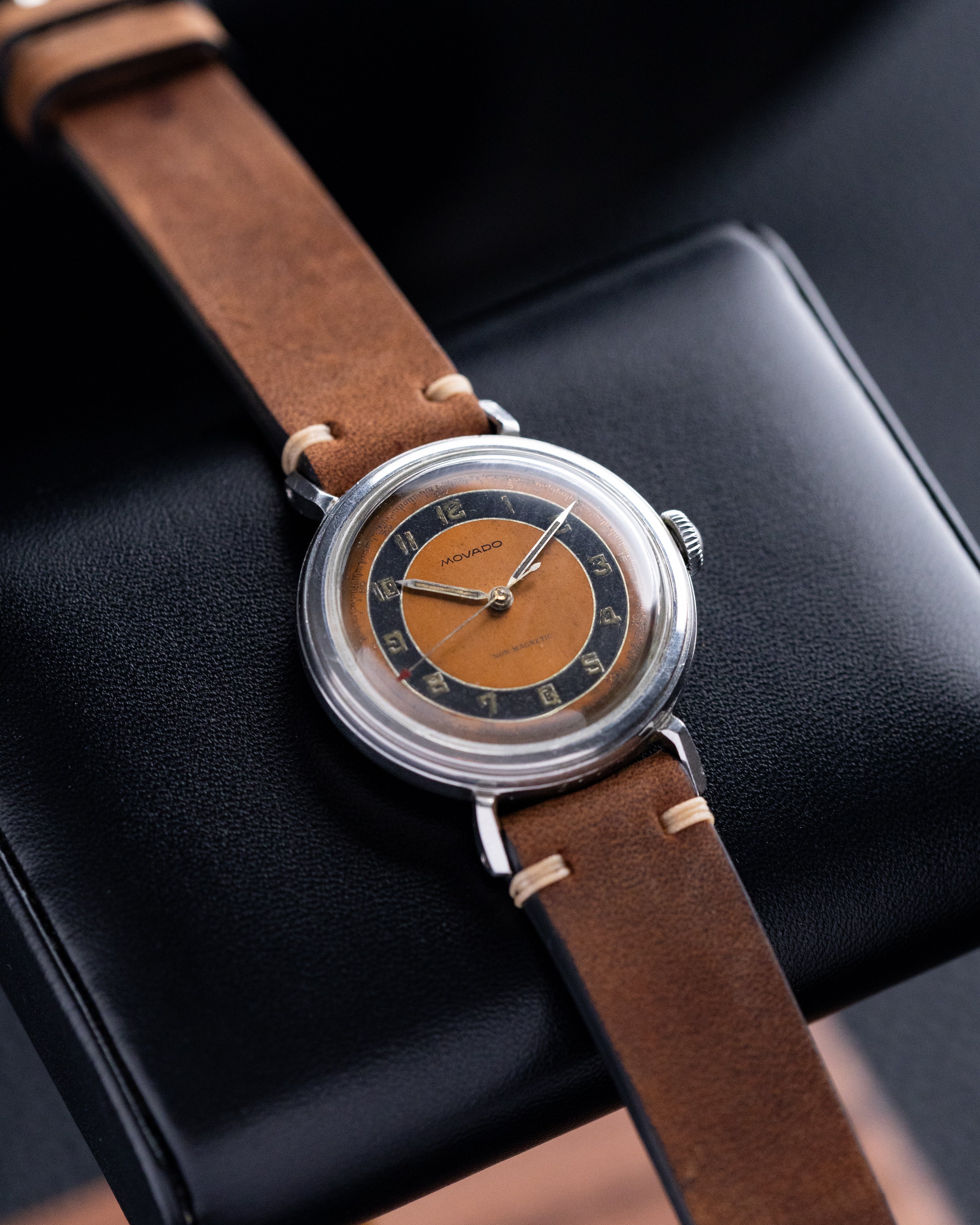 Rare Vintage Movado Calatrava in 32,5 mm Borgel case, Two - tone dial, Military Swiss Watch from 1940's - DuMarko